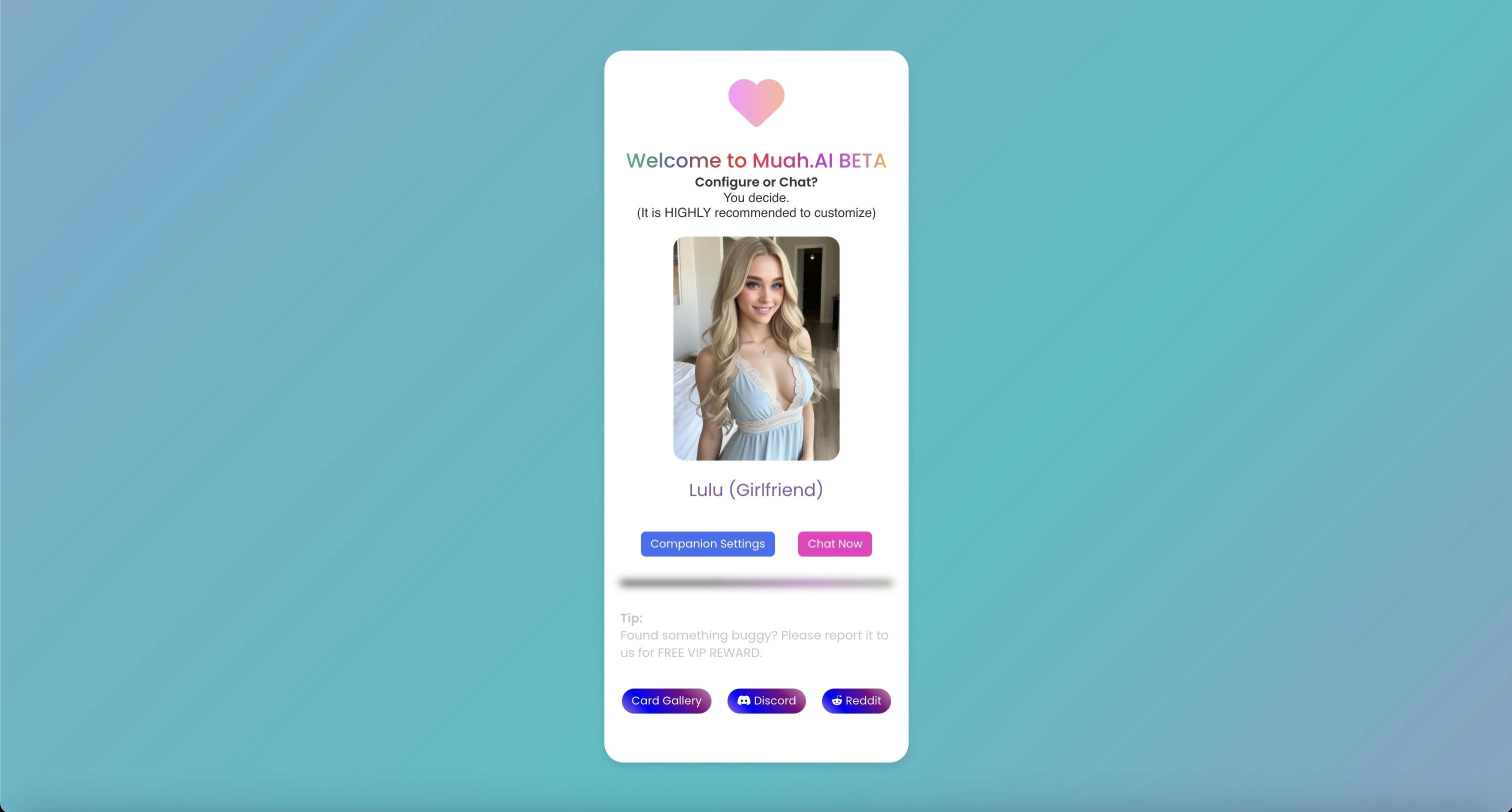 Muah.ai's welcome page