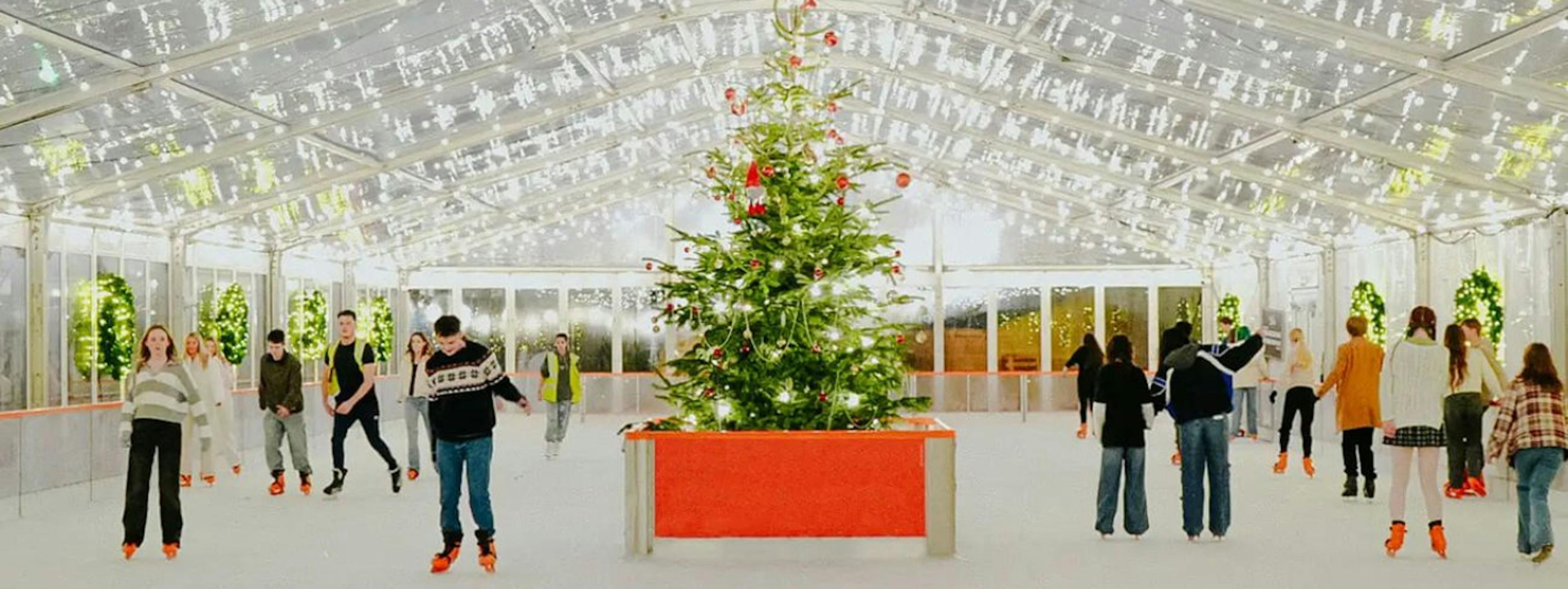 People enjoying the skating rink at westquay