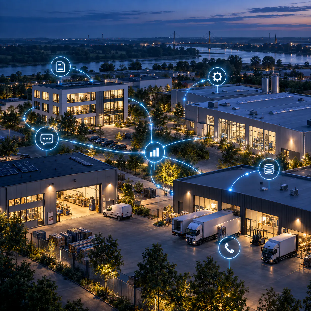 Vernetzte Unternehmen am Niederrhein nutzen KI und automatisierte digitale Prozesse.