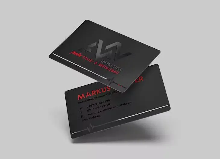 visitenkartendesign in schwarz-rot – meisterstueck agency