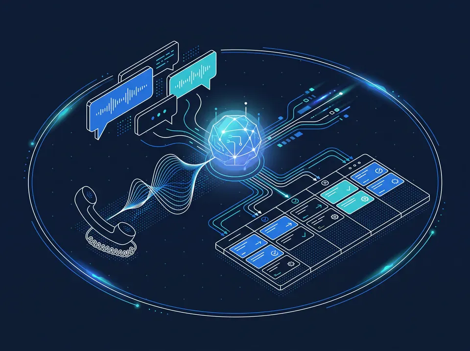 Vernetzte Sprach-, Telefon- und Kommunikationsprozesse mit künstlicher Intelligenz.
