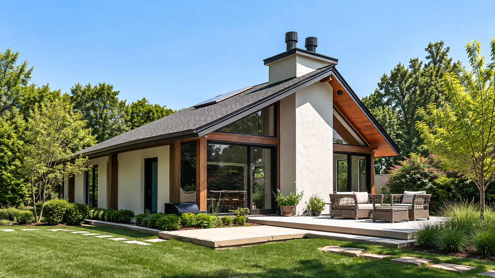 Modernes Wohnhaus als Beispiel für energetische Sanierung, Energieeffizienz und zukunftsfähige Gebäudetechnik bei Energieberatung Planz.