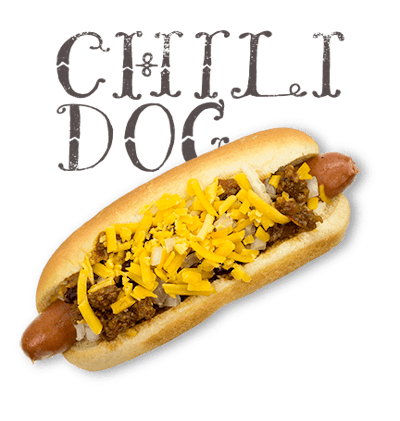 Chili Dog - Hank's Frank with our homemade chili, onion, cheddar cheese.