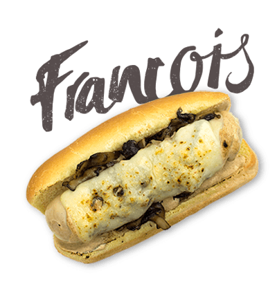 Francois - THURSDAY Bratwurst, truffle mustard-mayo, sauteed herb mushrooms, melted Swiss cheese