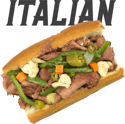 Italian Beef - MONDAY
Thin sliced roast beef soaked in Italian au jus, sweet or hot pepper