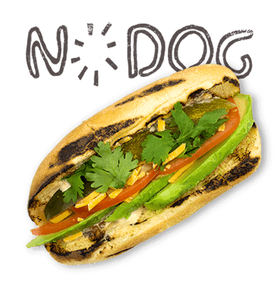 Nodog - Avocado, tomato, onion, pickle, cilantro, spicy chipotle mayo, cheddar cheese.