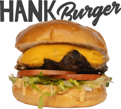 Hank Burger - EVERYDAY
Char-grilled medium beef patty, onion, lettuce, tomato, Hank sauce.