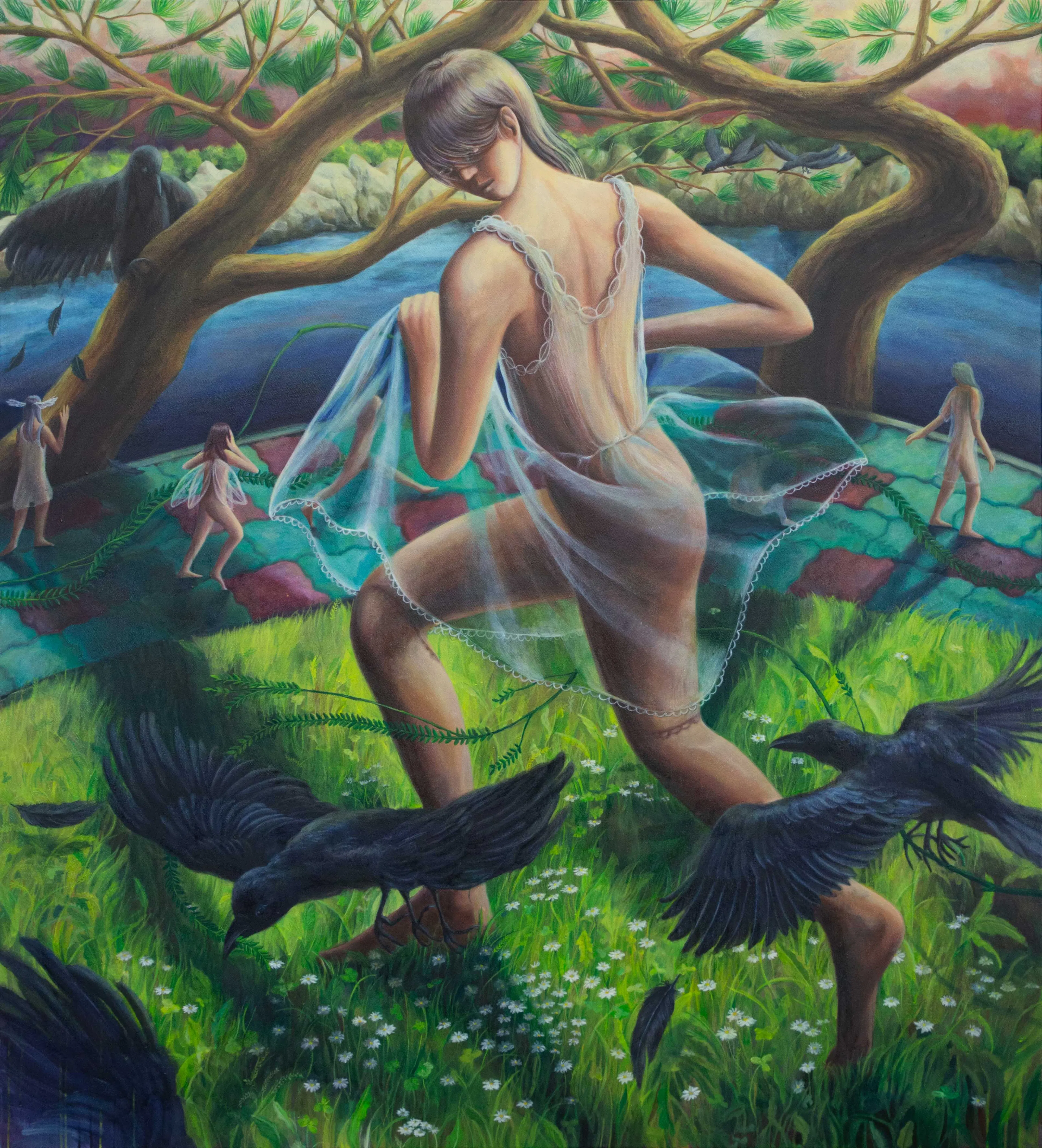 Three Legged Crows, Oil on canvas, 145 x 130 cm, 2026
