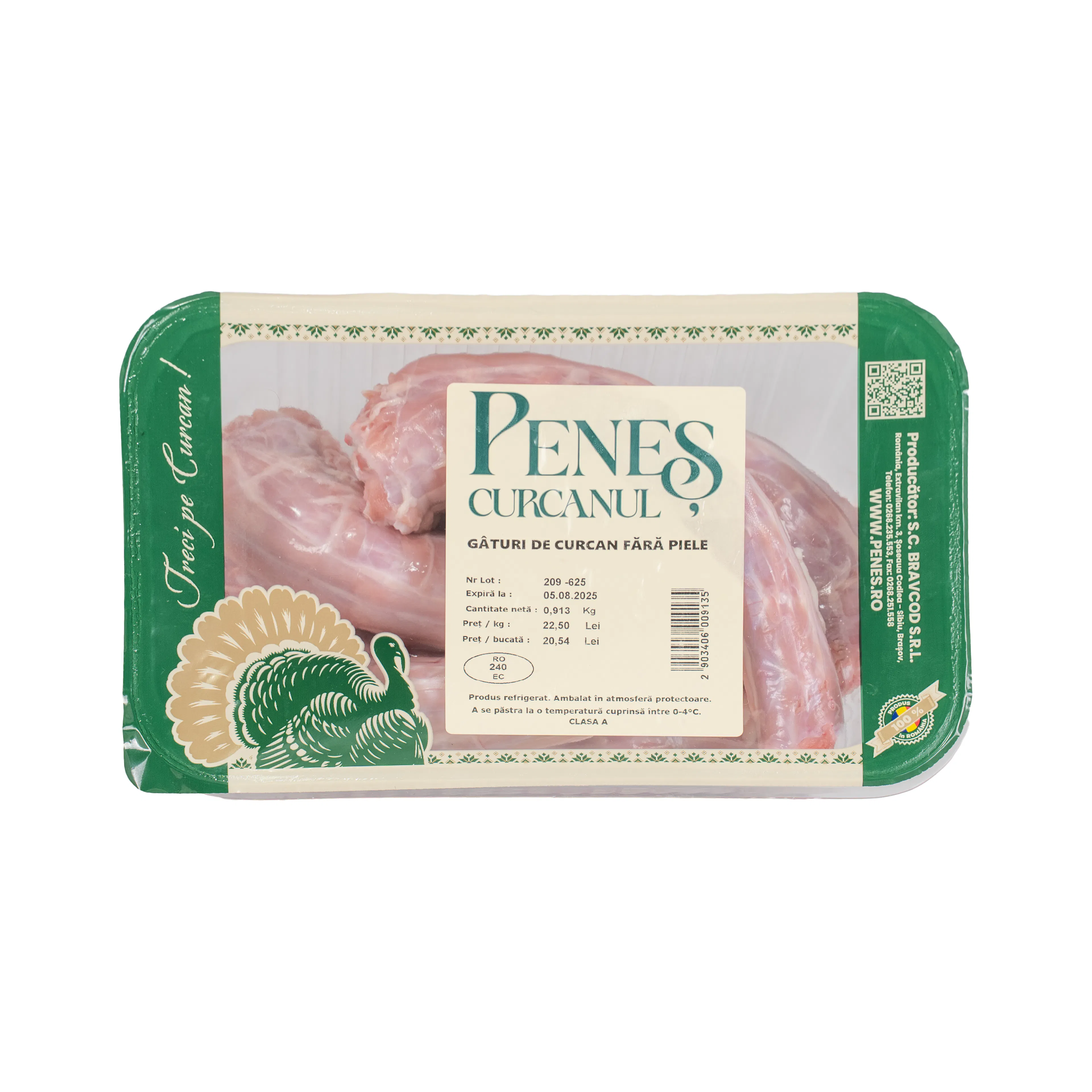 Gâturi de curcan, fără piele, refrigerate