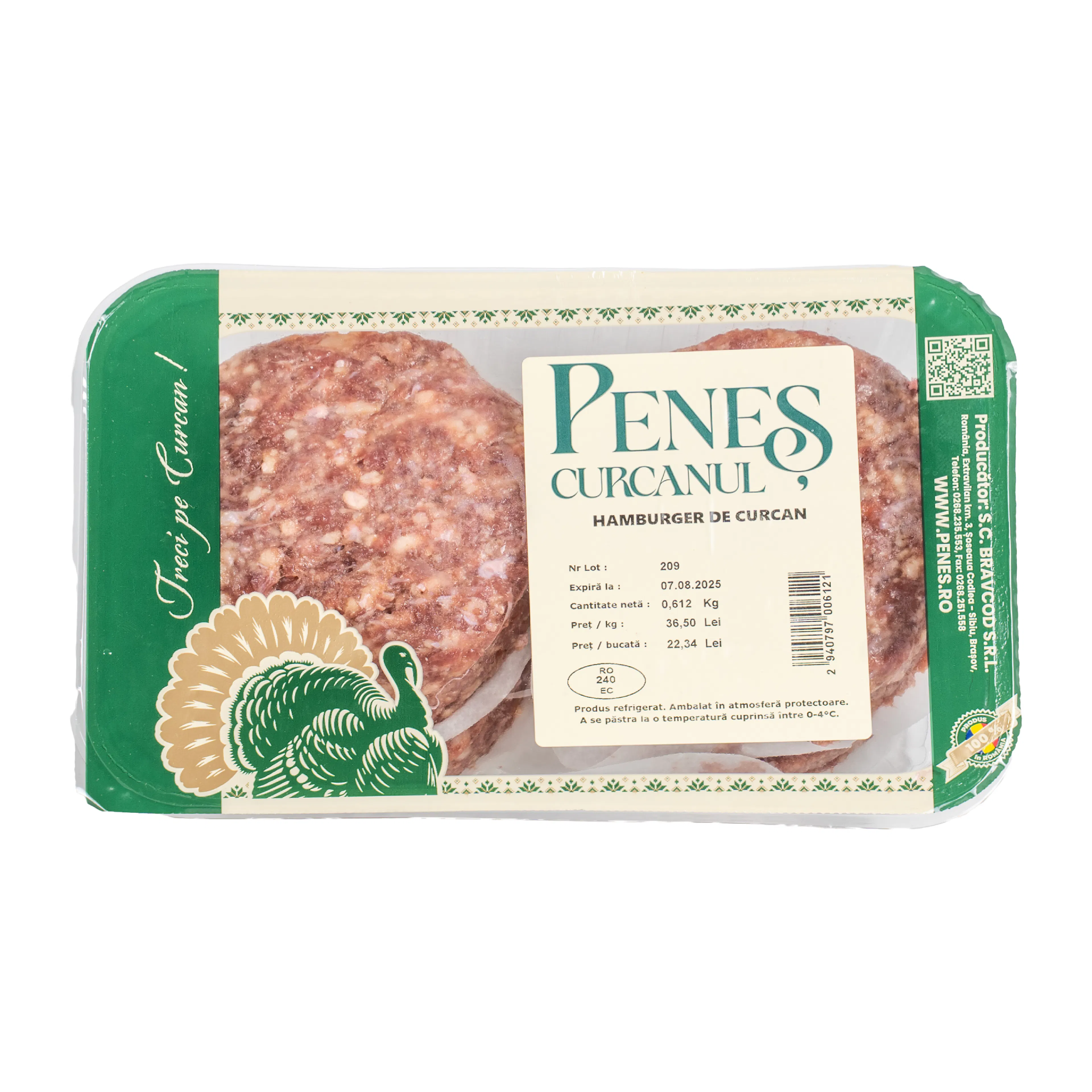 Hamburger cu carne de curcan, refrigerați
