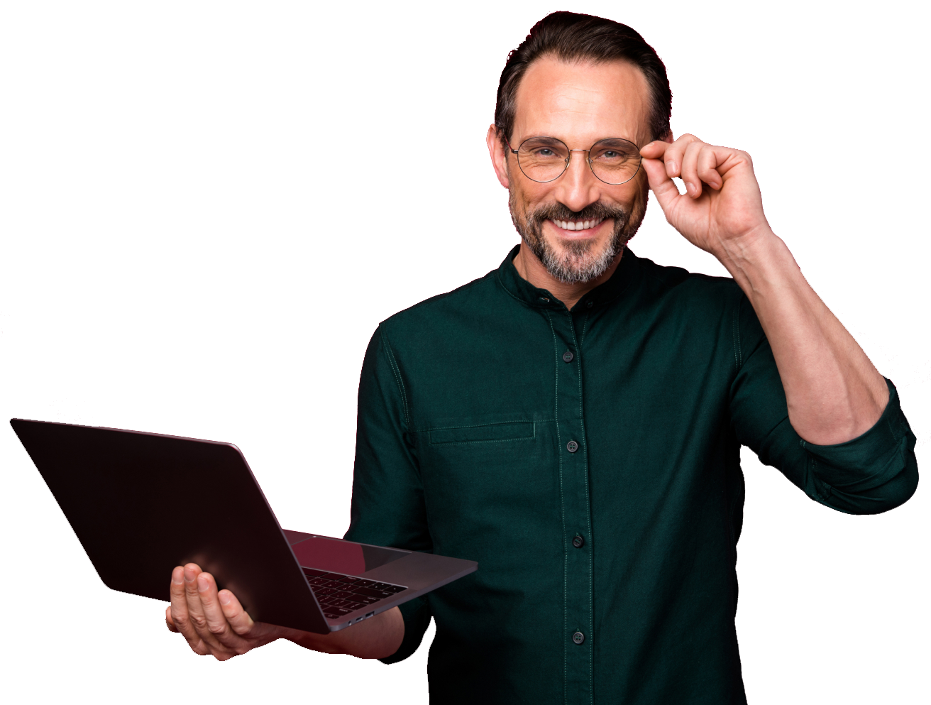 Man holding a computer