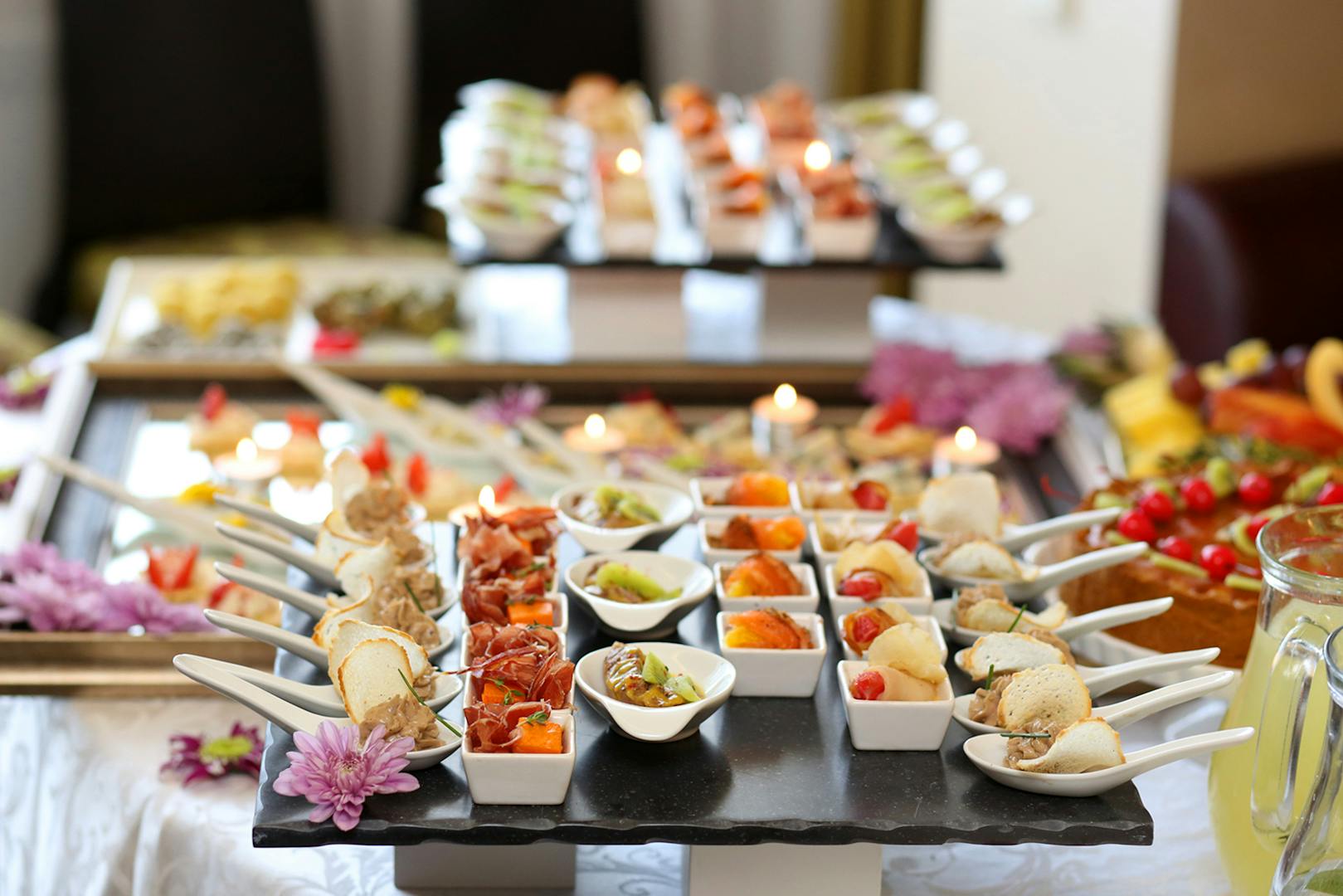 Hors d'Oeuvres staged buffet-style.