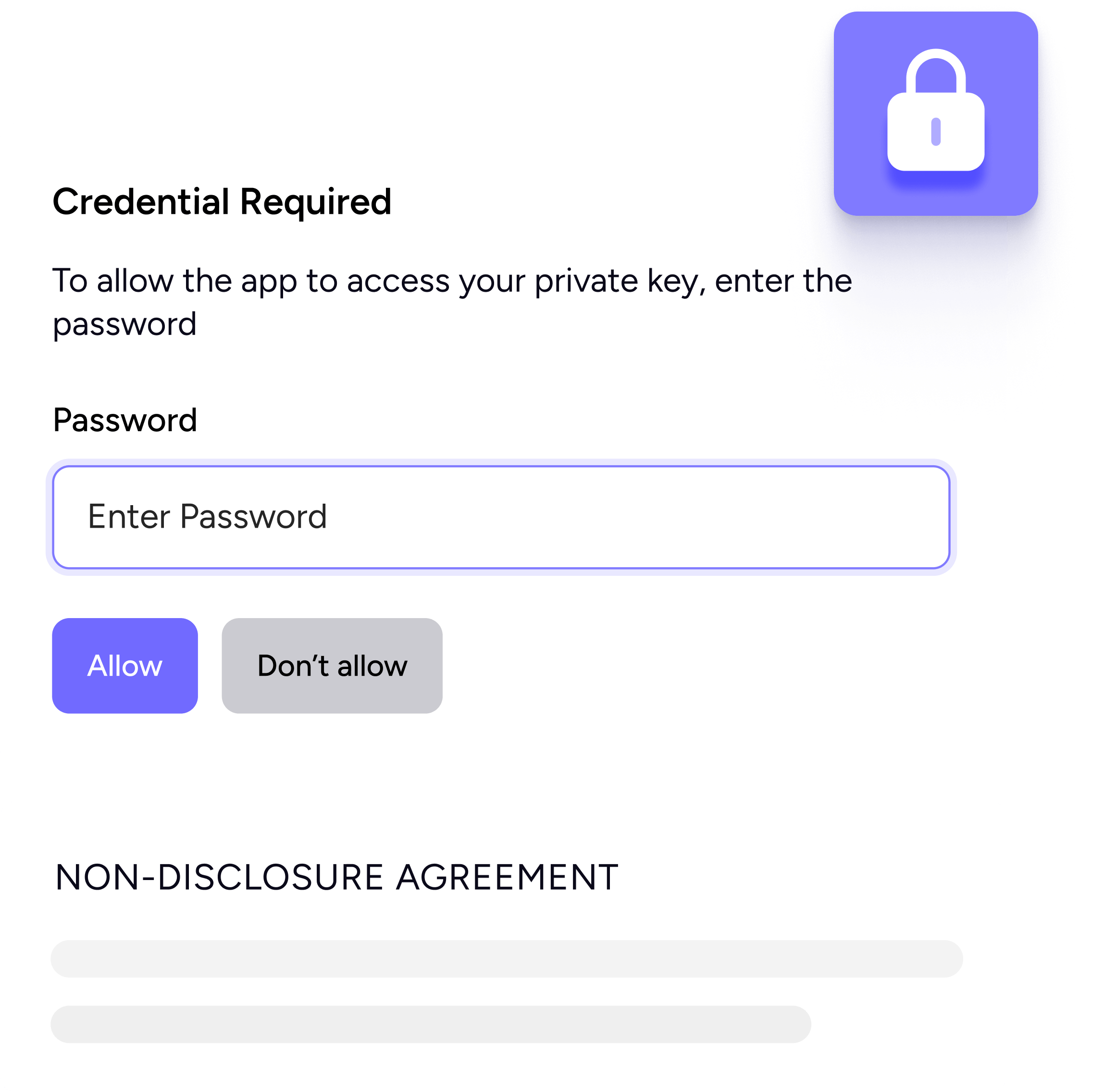 Credential required to proceed