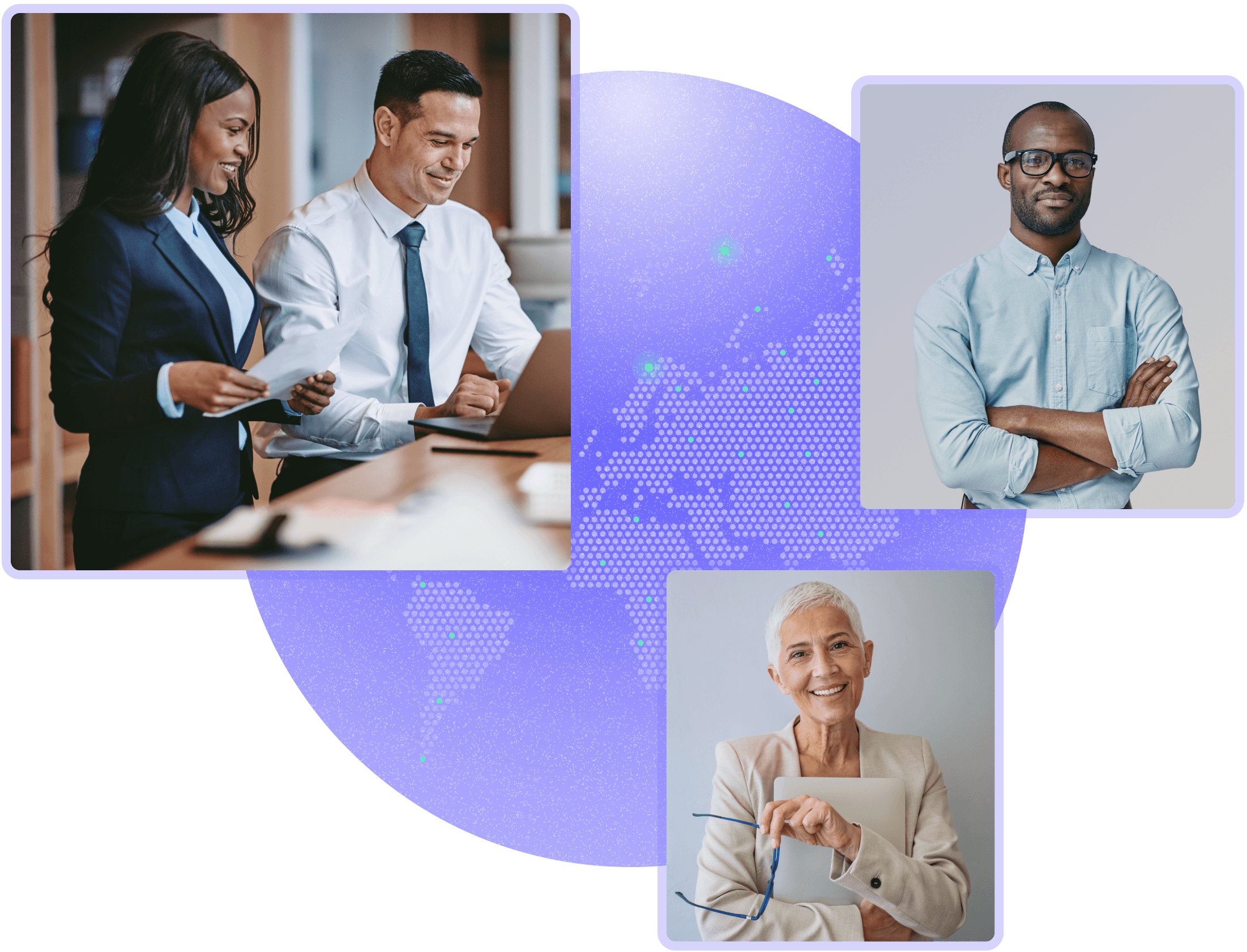 The translators of Hareword, around a globe, two women, two men.