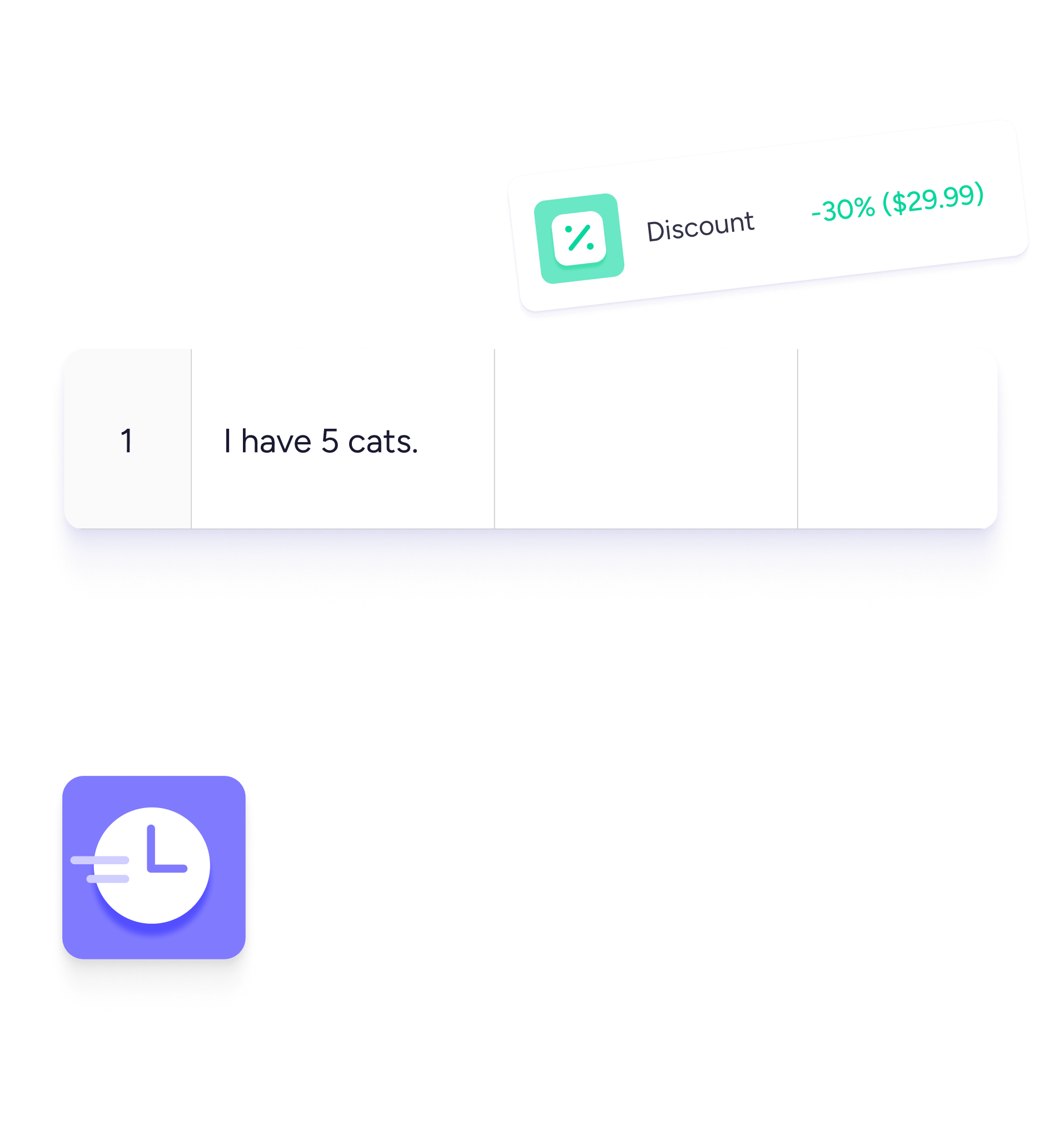 Translation memory sample segment. Discount rate and amount.