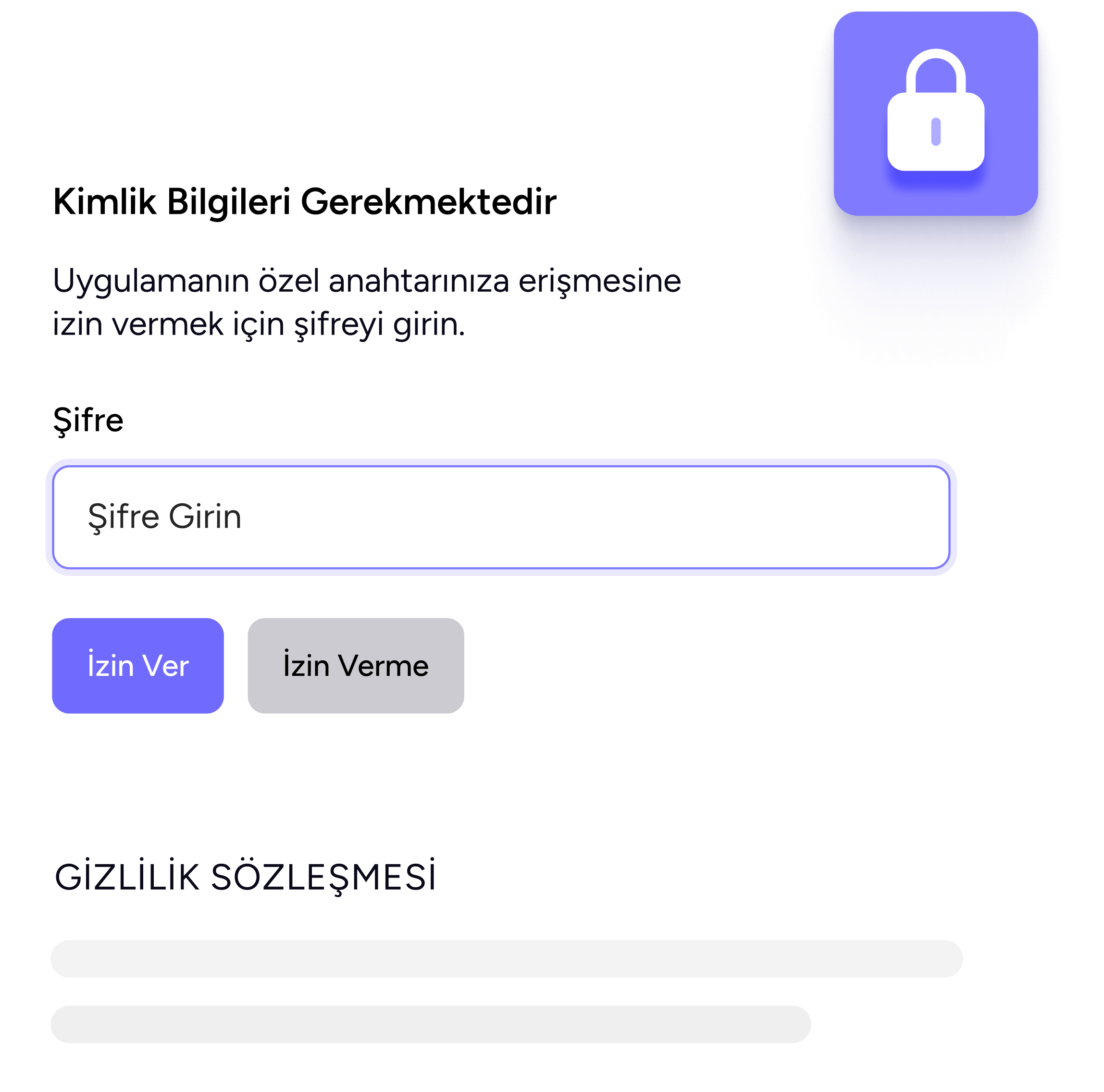 Hızlıçeviri giriş ekranında güvenlik uyarıları ve şifre giriş ekranı. 