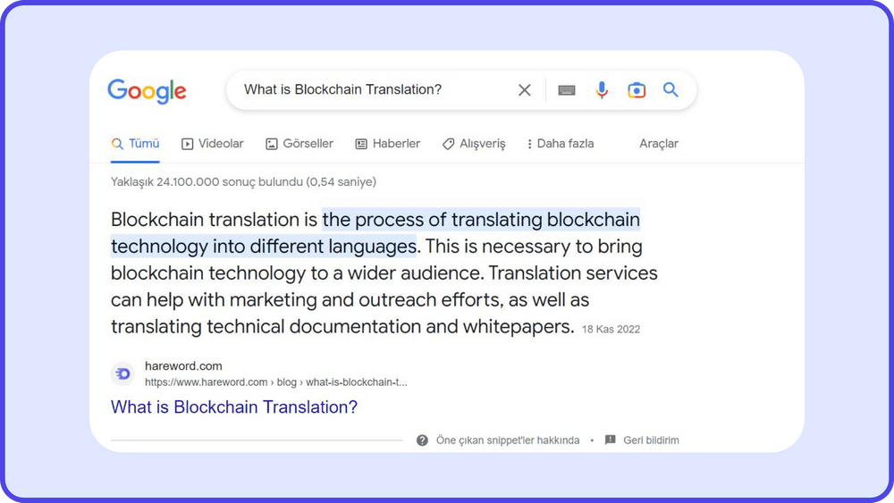 Blok zincir çevirisinin tanımı