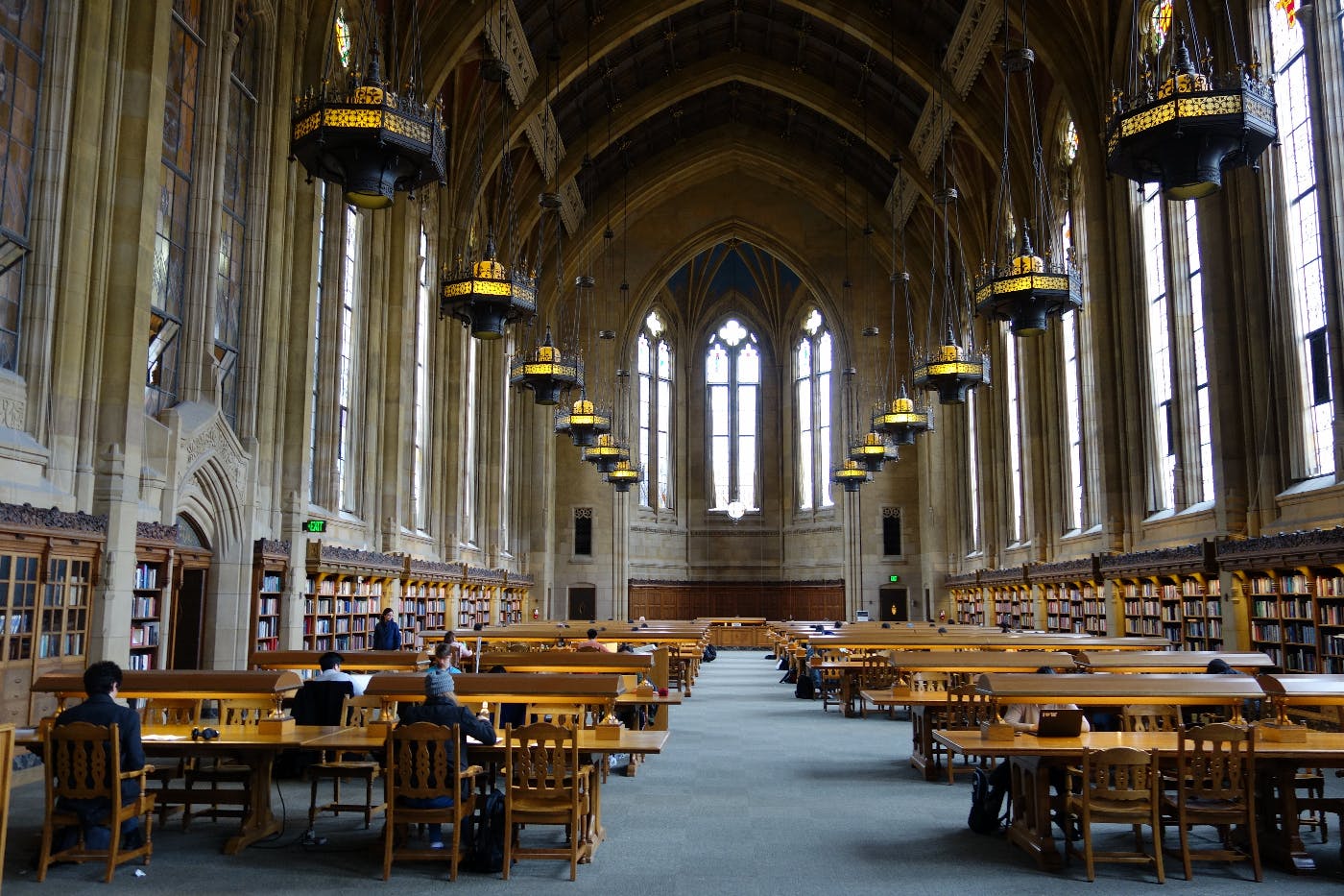 interior of a library in Gothic Style