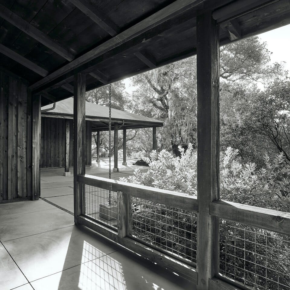 Looking north from Flag Room towards east porch fermentation room