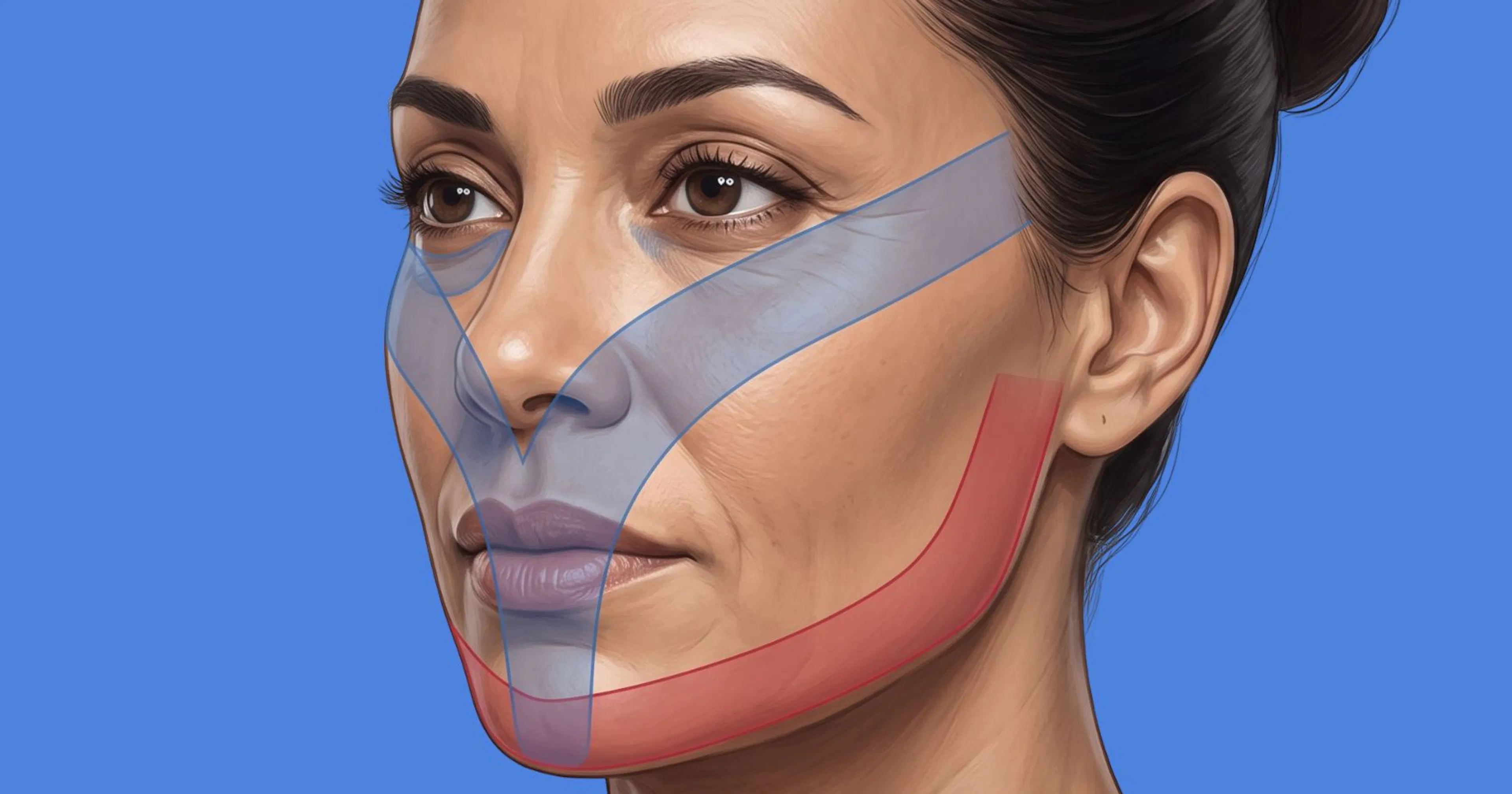 Y-zone and V-line facial anatomy for Y-Lift non surgical facelift procedure
