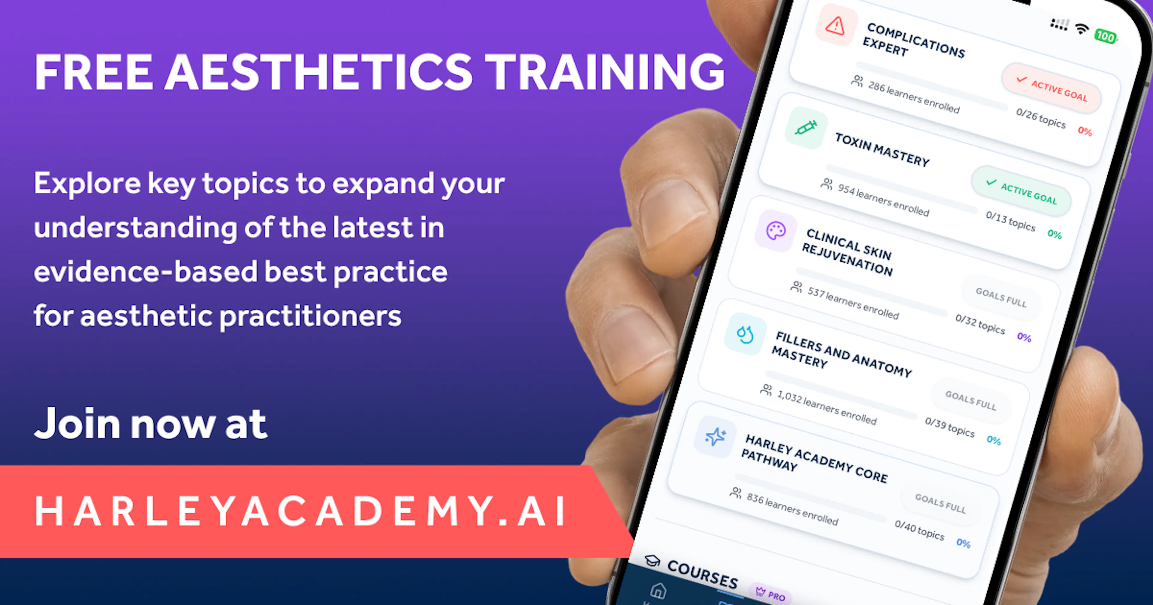 Free aesthetics training with HarleyAcademy.ai