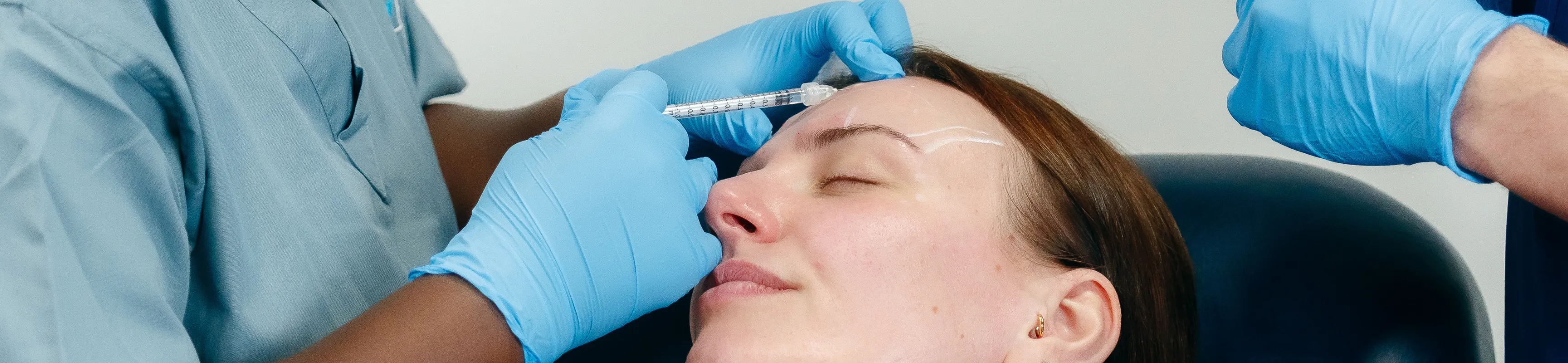 Level 7 injectables course mentoring session learning how to inject botox at Harley Academy
