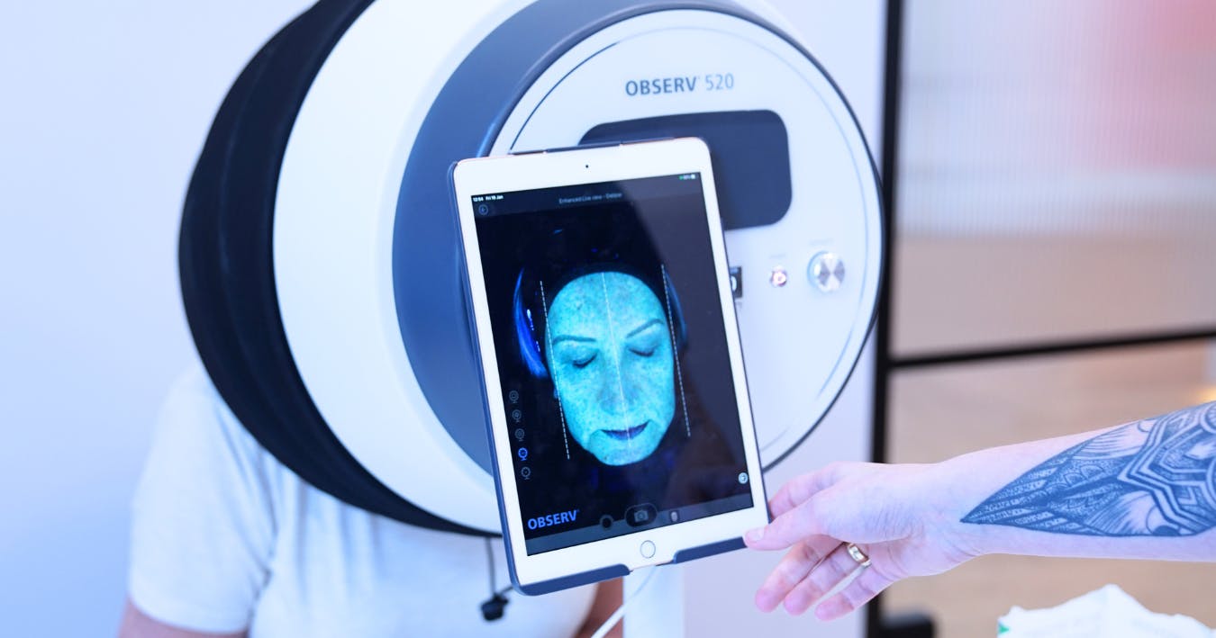 Skin analysis device use during the Harley Academy Cosmetic Dermatology Course