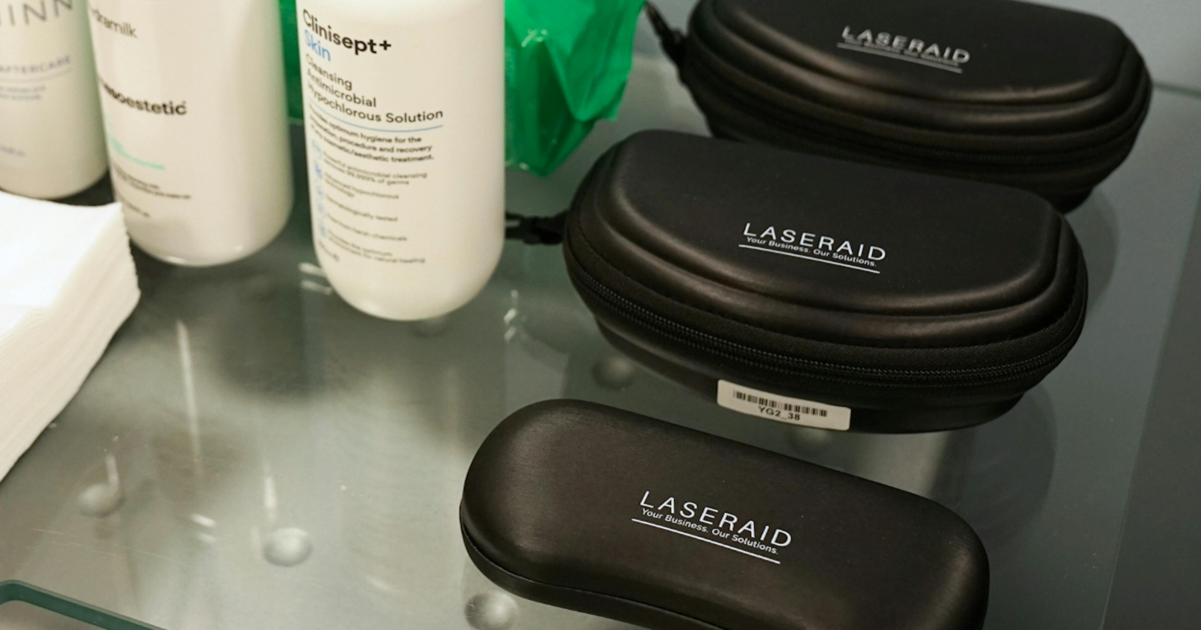 Laseraid eye protection for energy-based skin rejuvenation devices