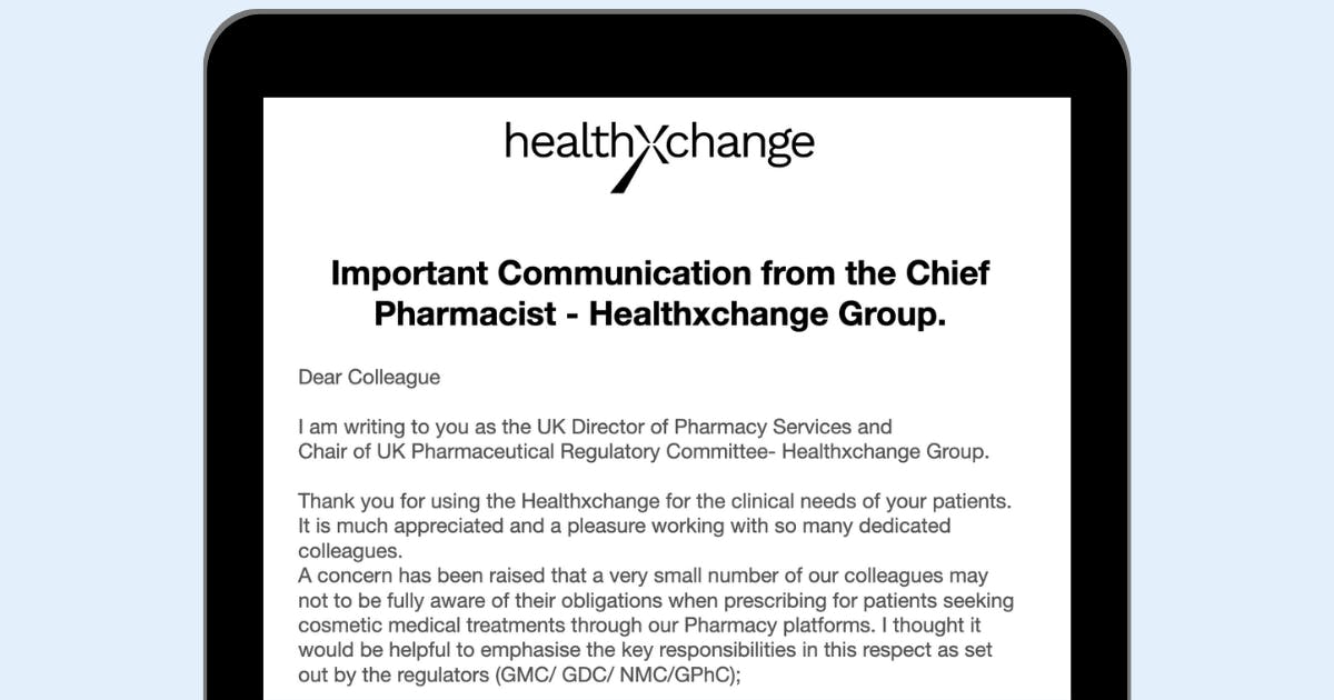 Healthxchange Remote Prescribing is Not Allowed in Medical Aesthetics