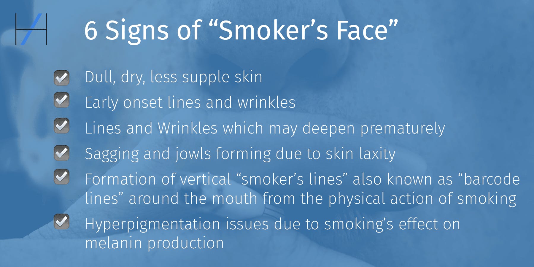 Smokers face effect of smoking on skin health