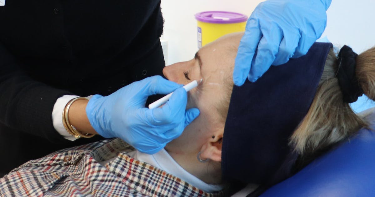 Harley Academy Trainee Marking up Crow's Feet for Botox