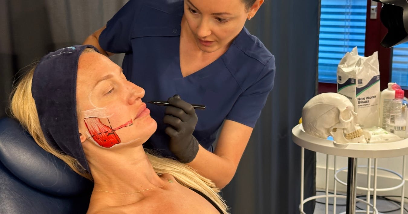 Marking up for masseter botox at Harley Academy