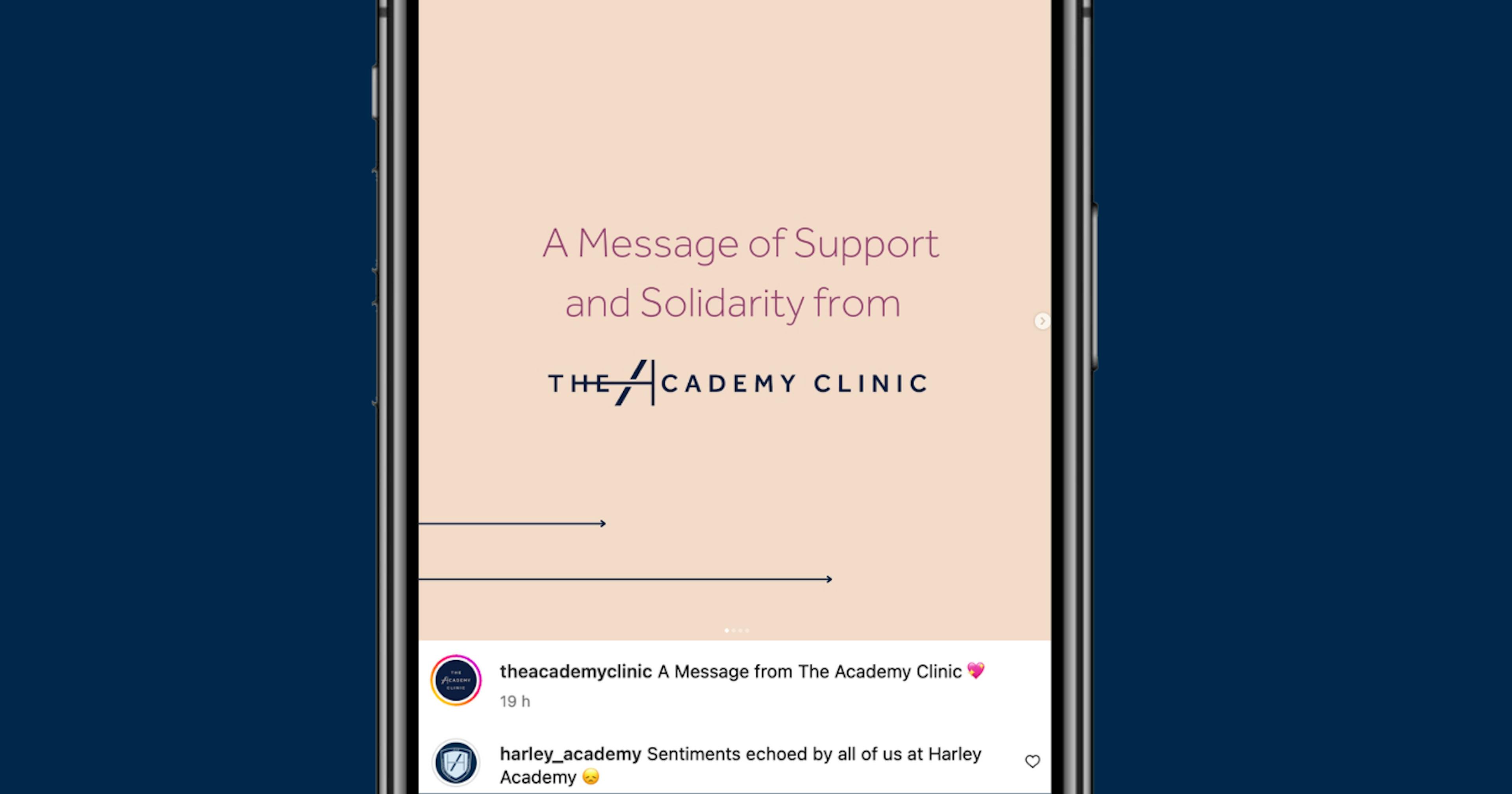 The Academy Clinic message of support