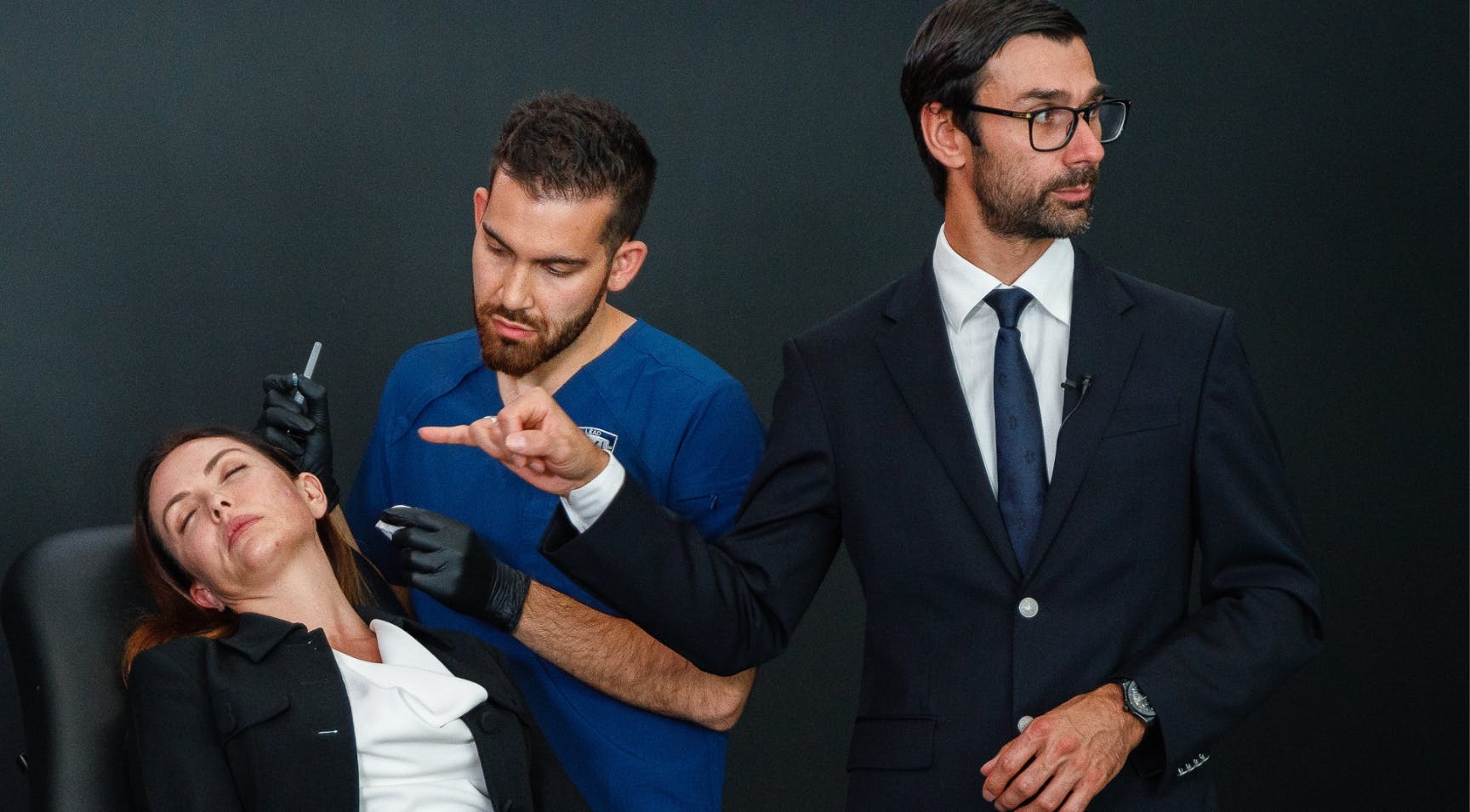 Dr Tristan Mehta and Professor Sebastian Cotofana injectable treatment demonstration at Harley Academy