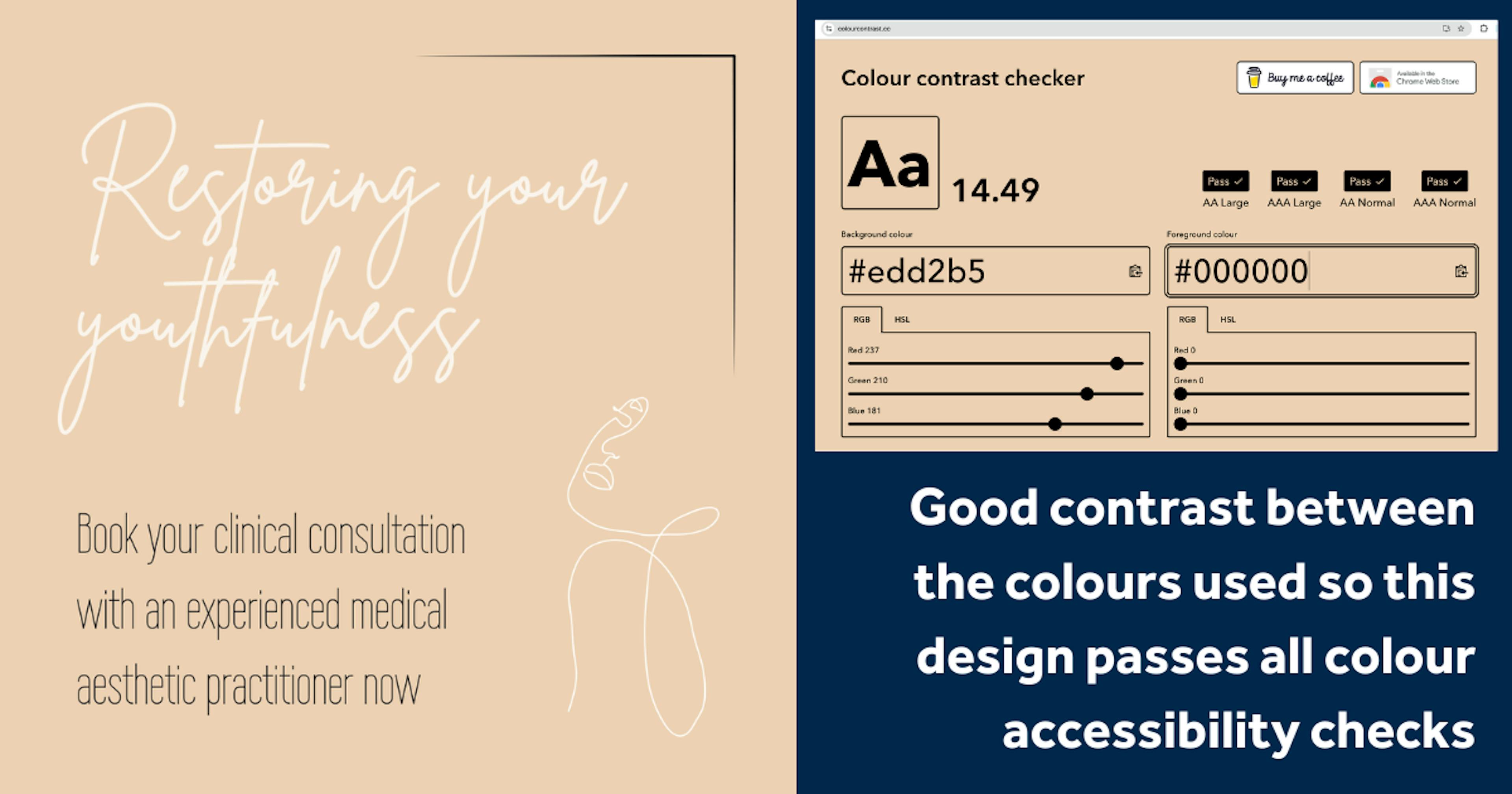 Social media content advice for aesthetics practitioners - colour contrast for accessibility