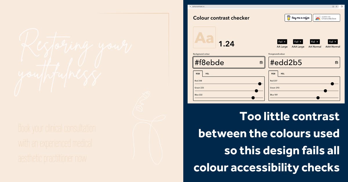 Social media content advice for aesthetics practitioners - colour contrast for accessibility