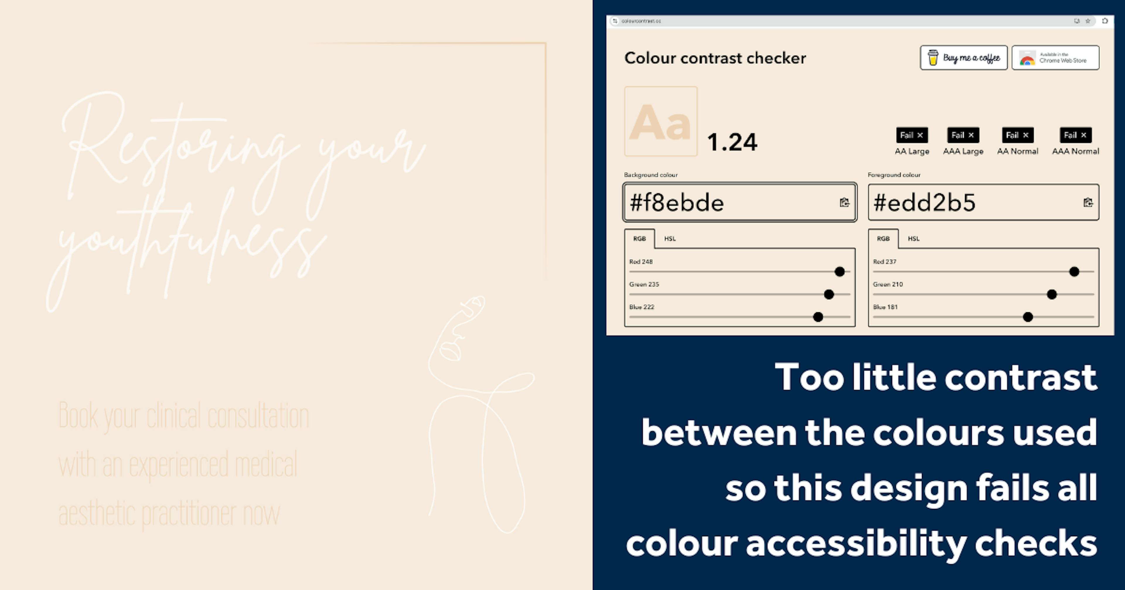 Social media content advice for aesthetics practitioners - colour contrast for accessibility