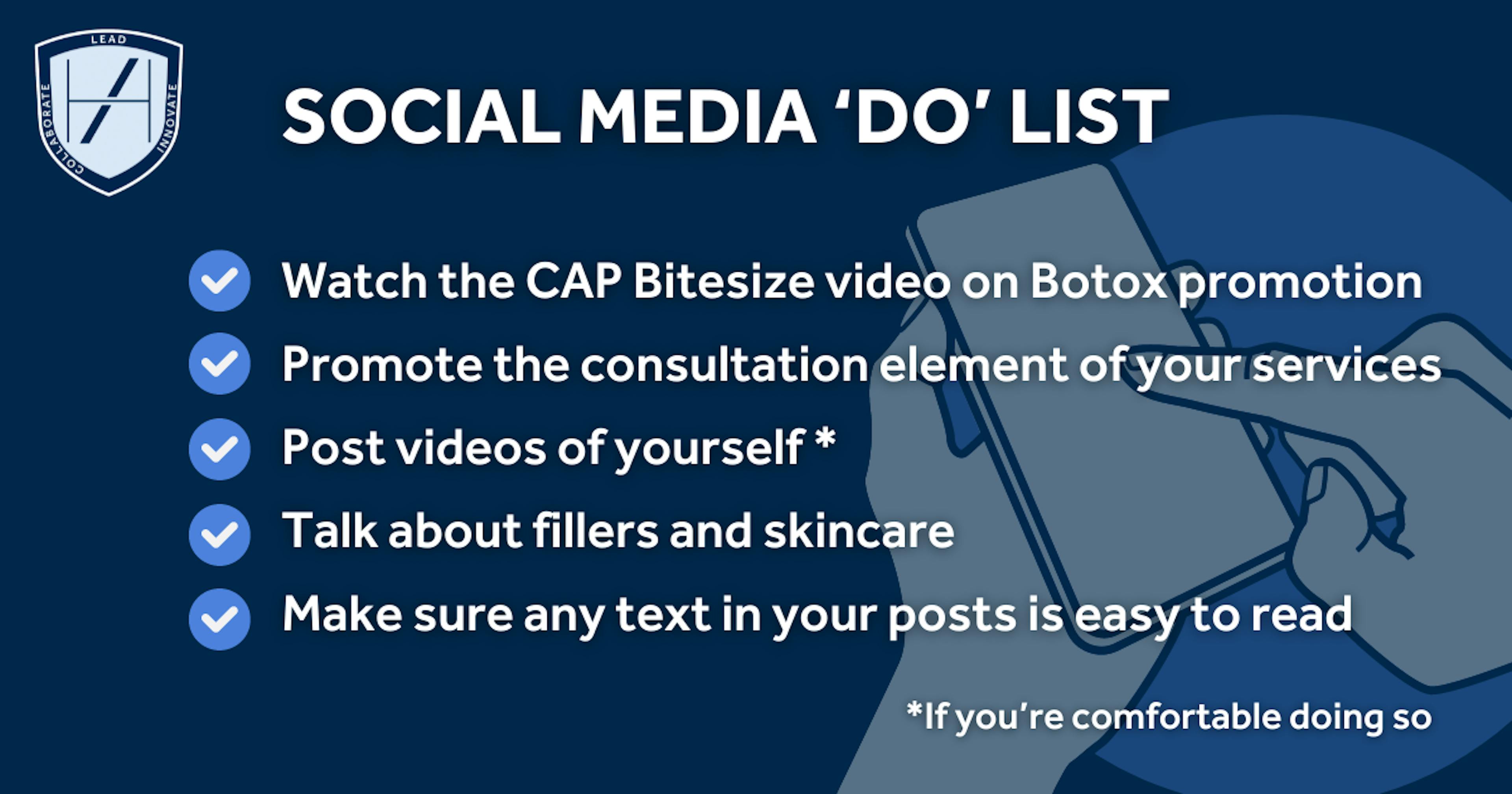 Social media do list for aesthetics practitioners