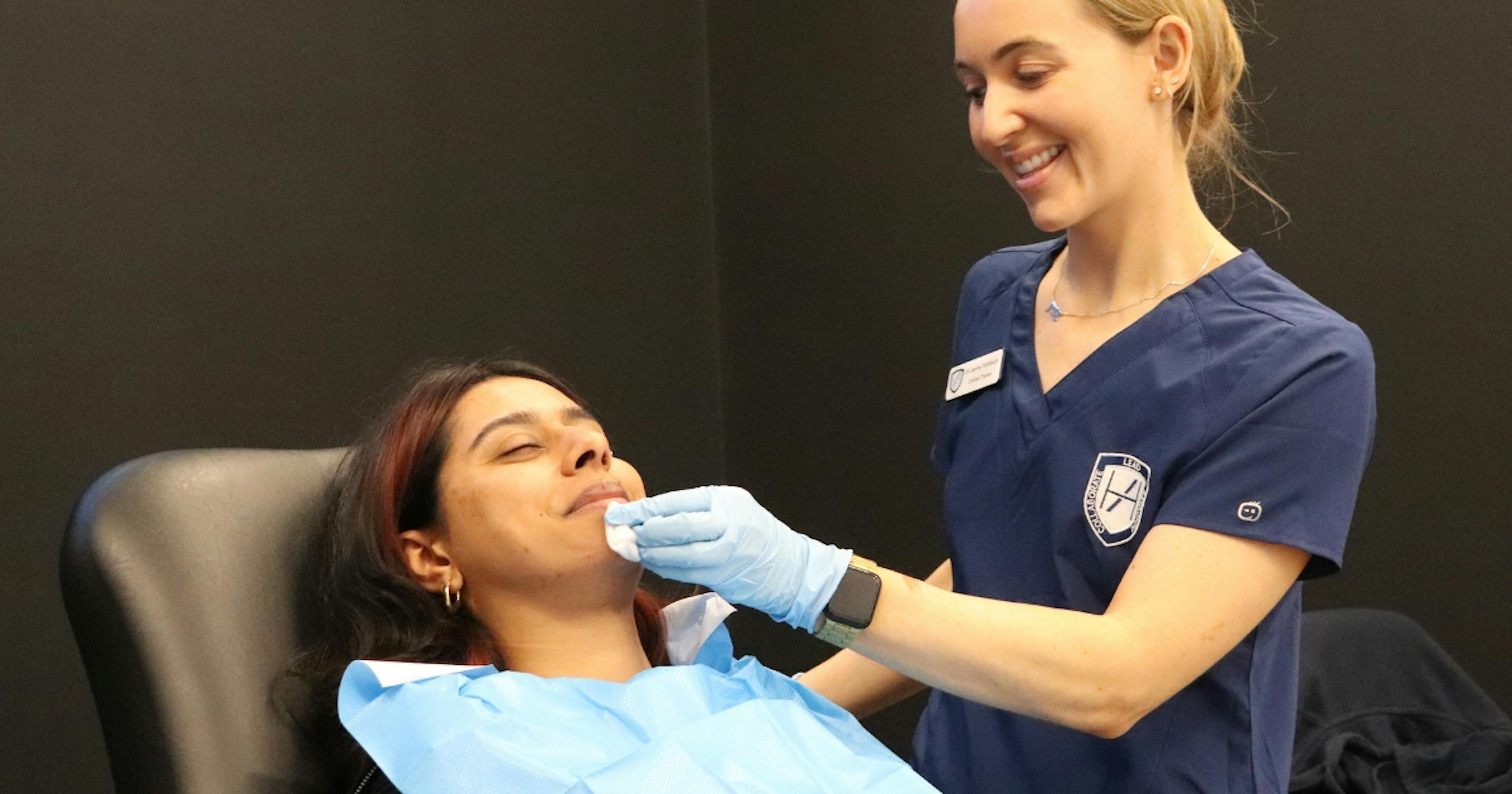 Chin filler treatment demonstration at Harley Academy