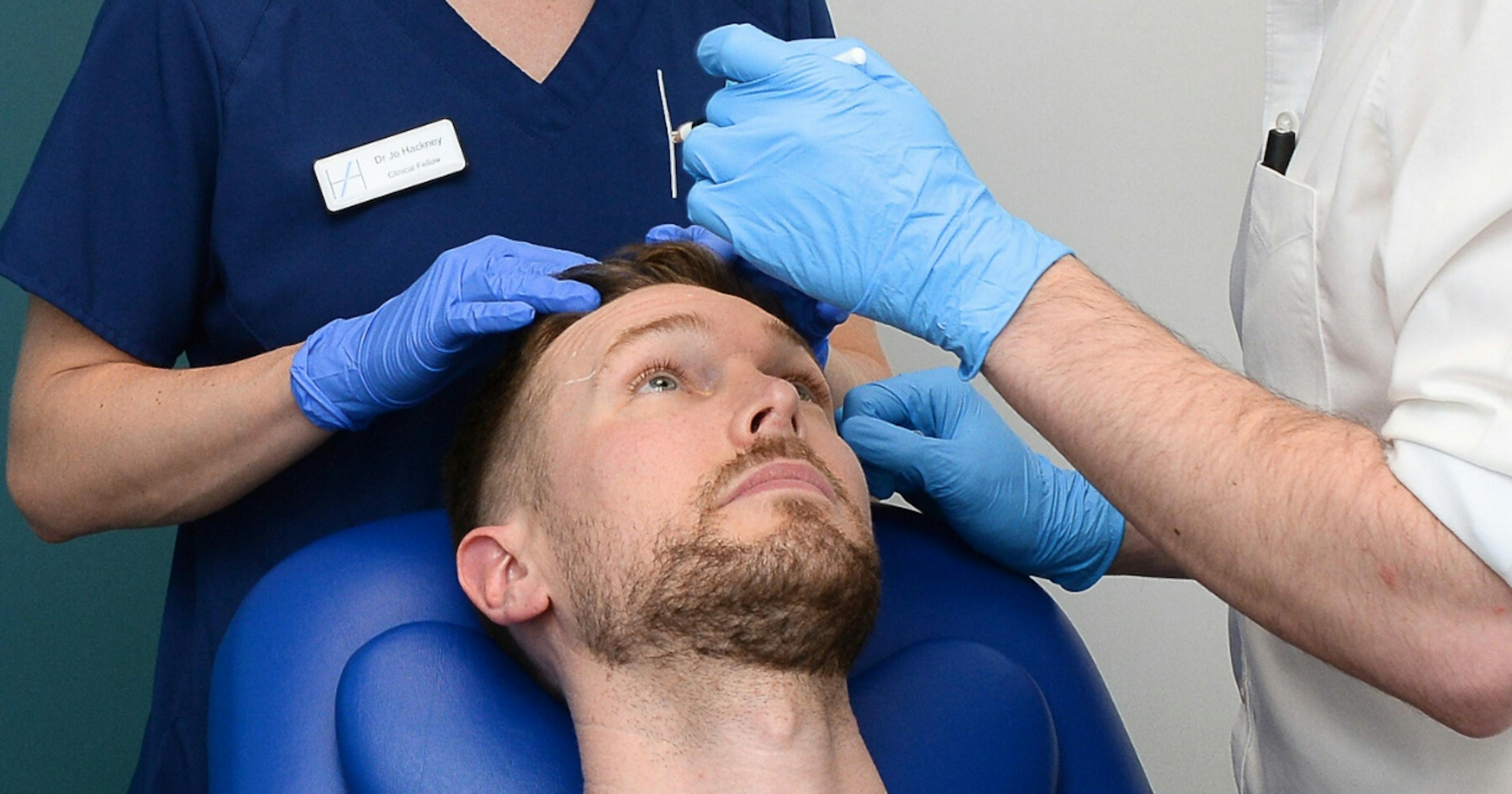 Learning to administer botox to male patients - Harley Academy aesthetics training