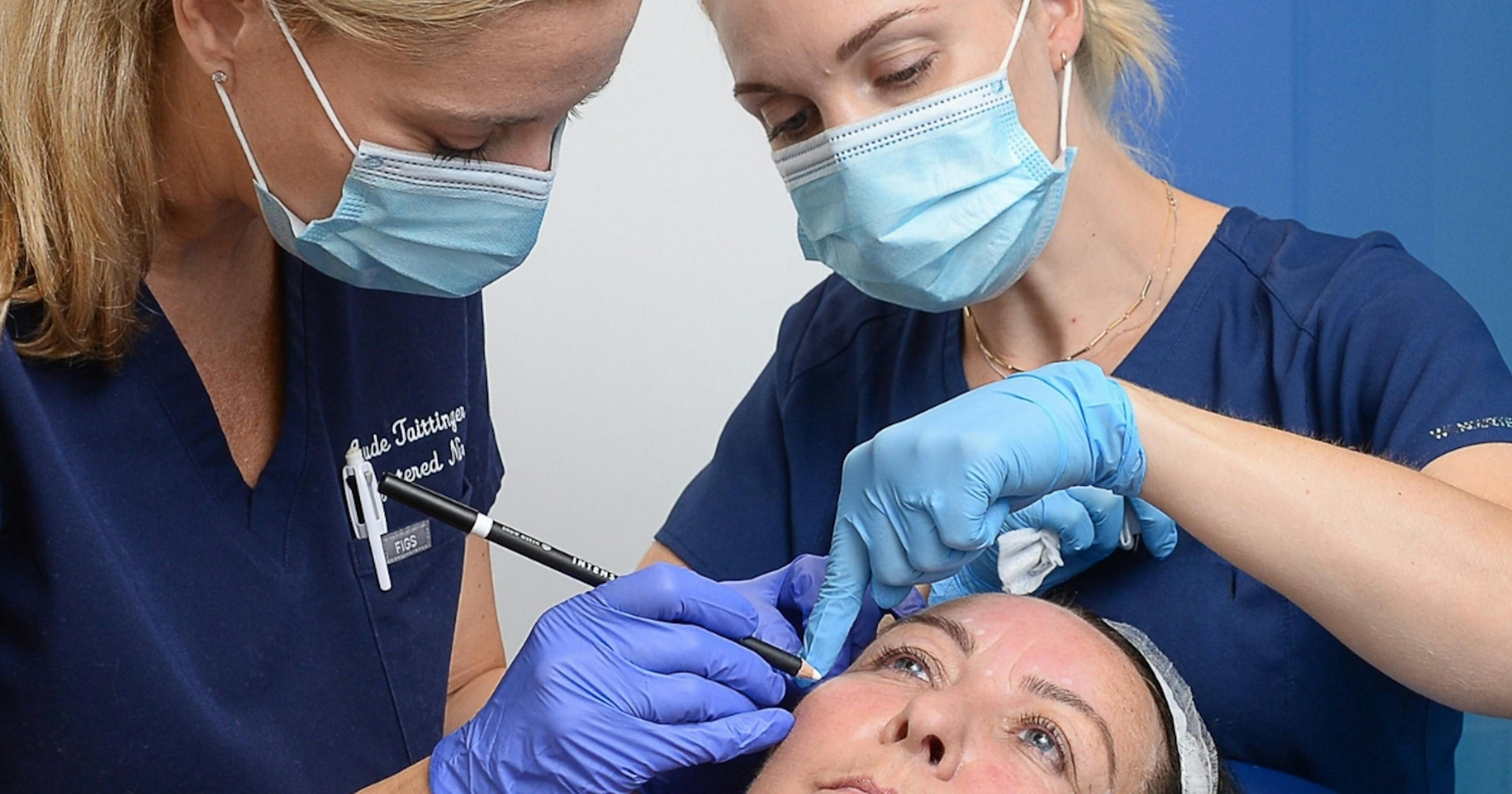 Marking up for botox training mentoring at Harley Academy