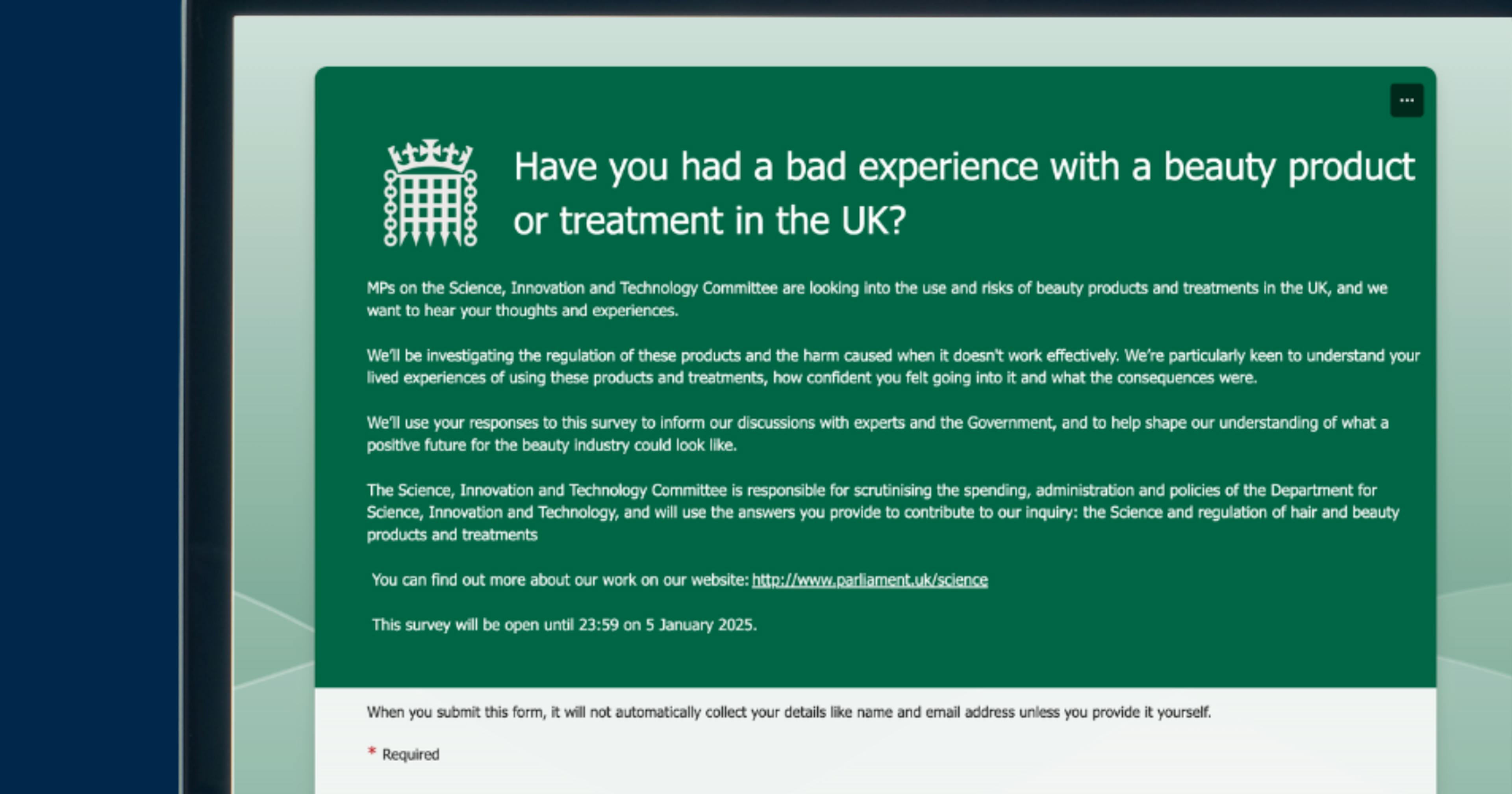 UK Aesthetics Regulation Patient Survey