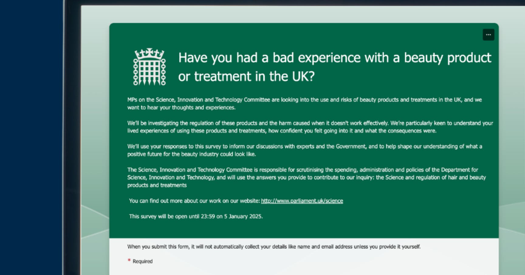 UK Aesthetics Regulation Patient Survey
