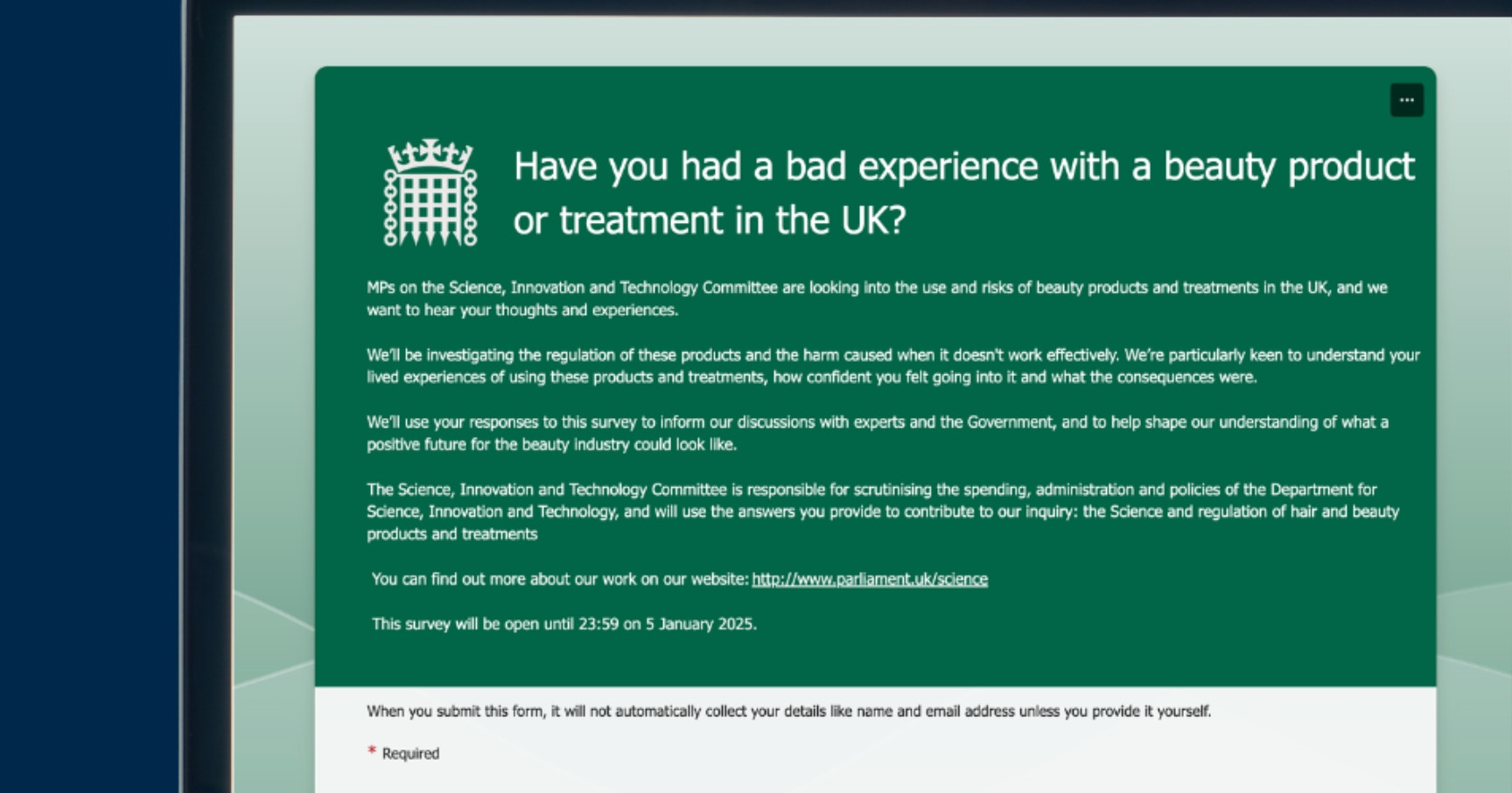 UK Aesthetics Regulation Patient Survey