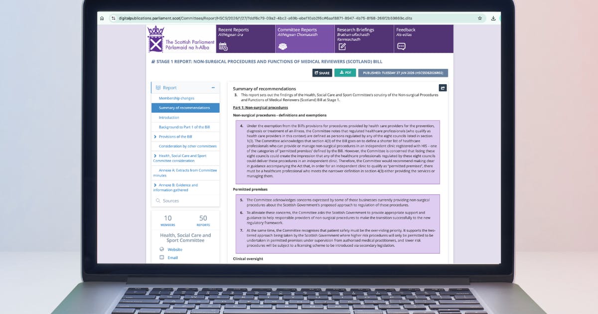 Scotland Releases New Aesthetics Regulation Proposals