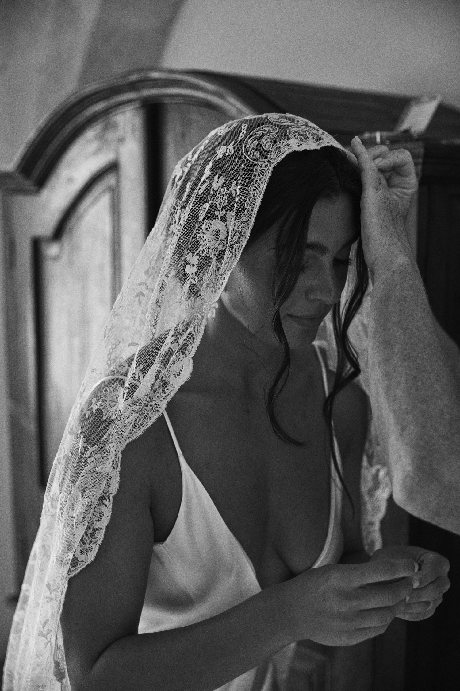 Finetta getting ready on her wedding day
