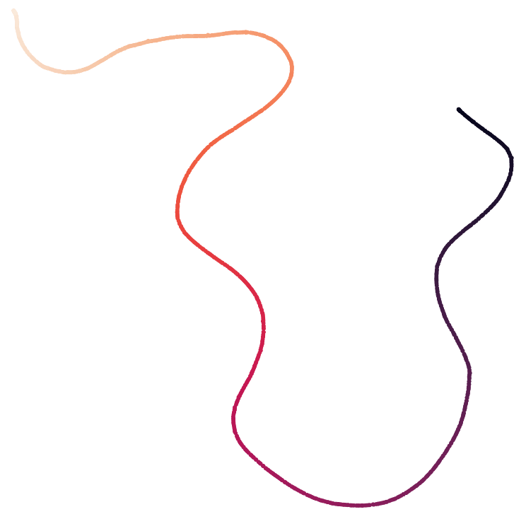 a wiggling continuous line, with a smooth colour gradient along its length