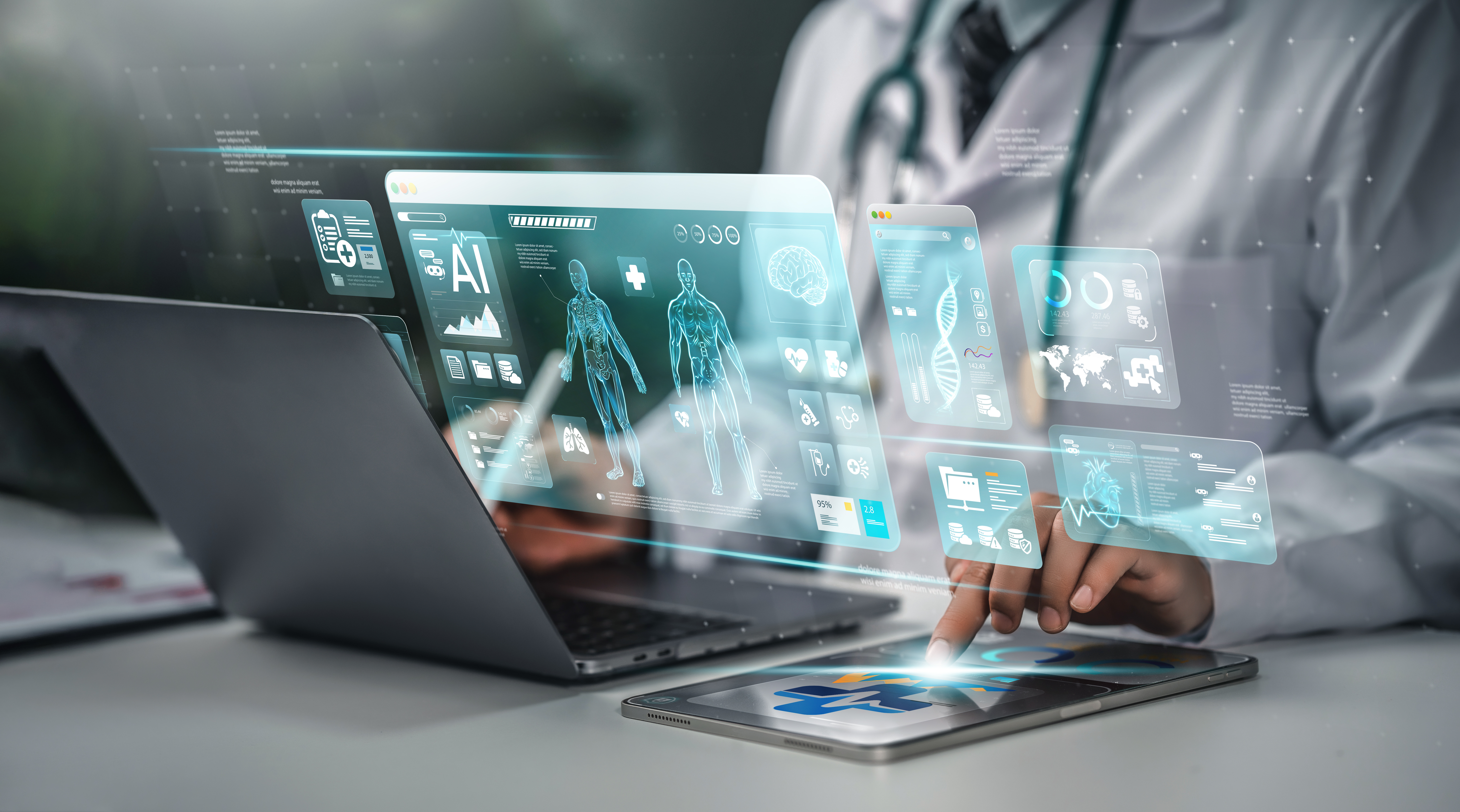 A doctor using AI to help a patient