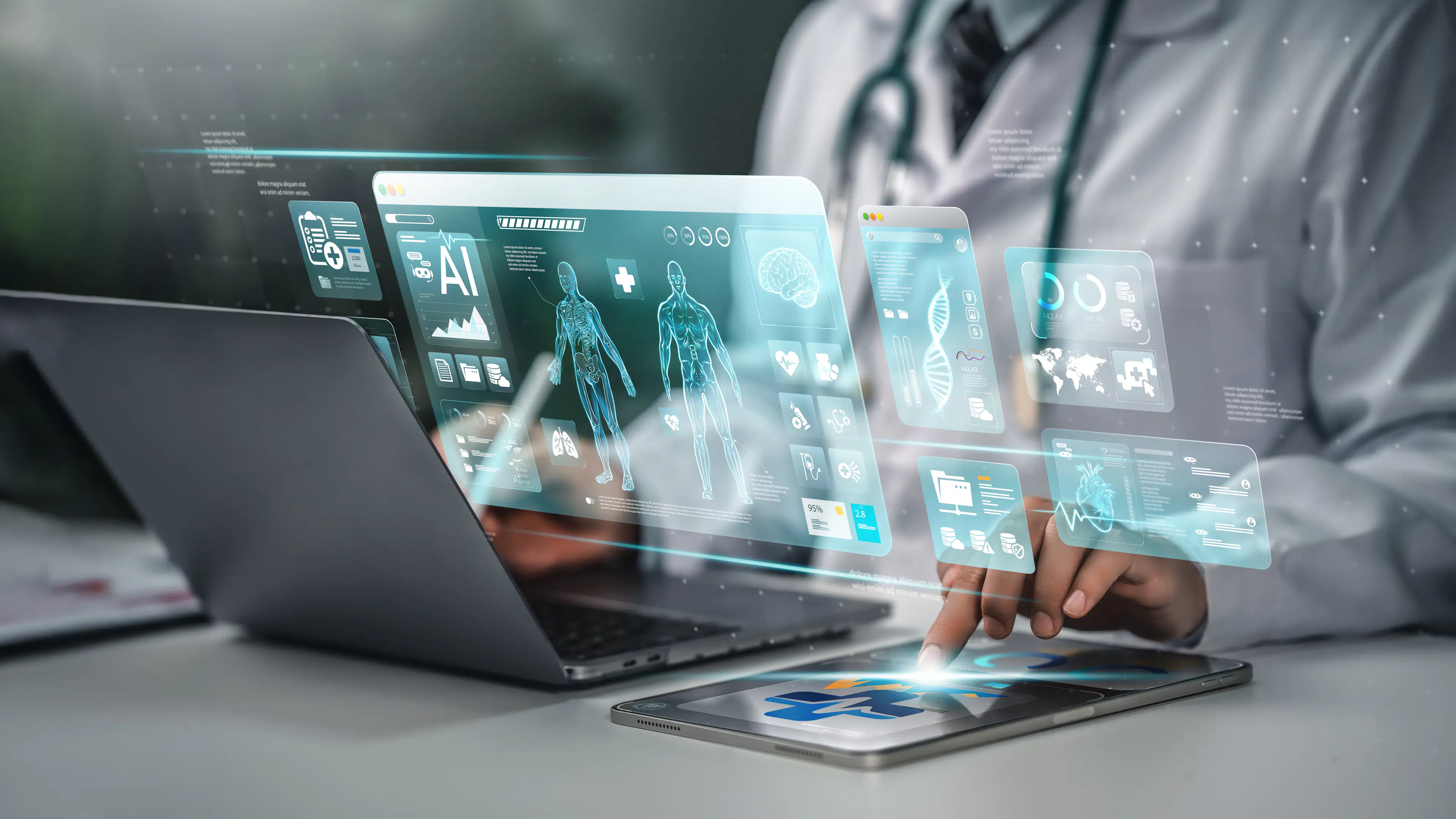 A doctor using AI to help a patient