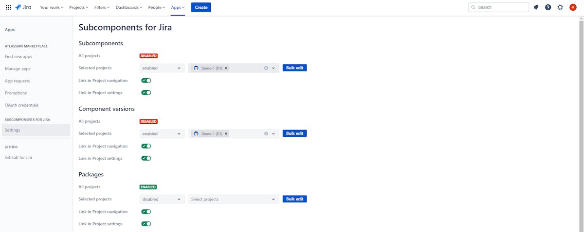 Jira subcomponents